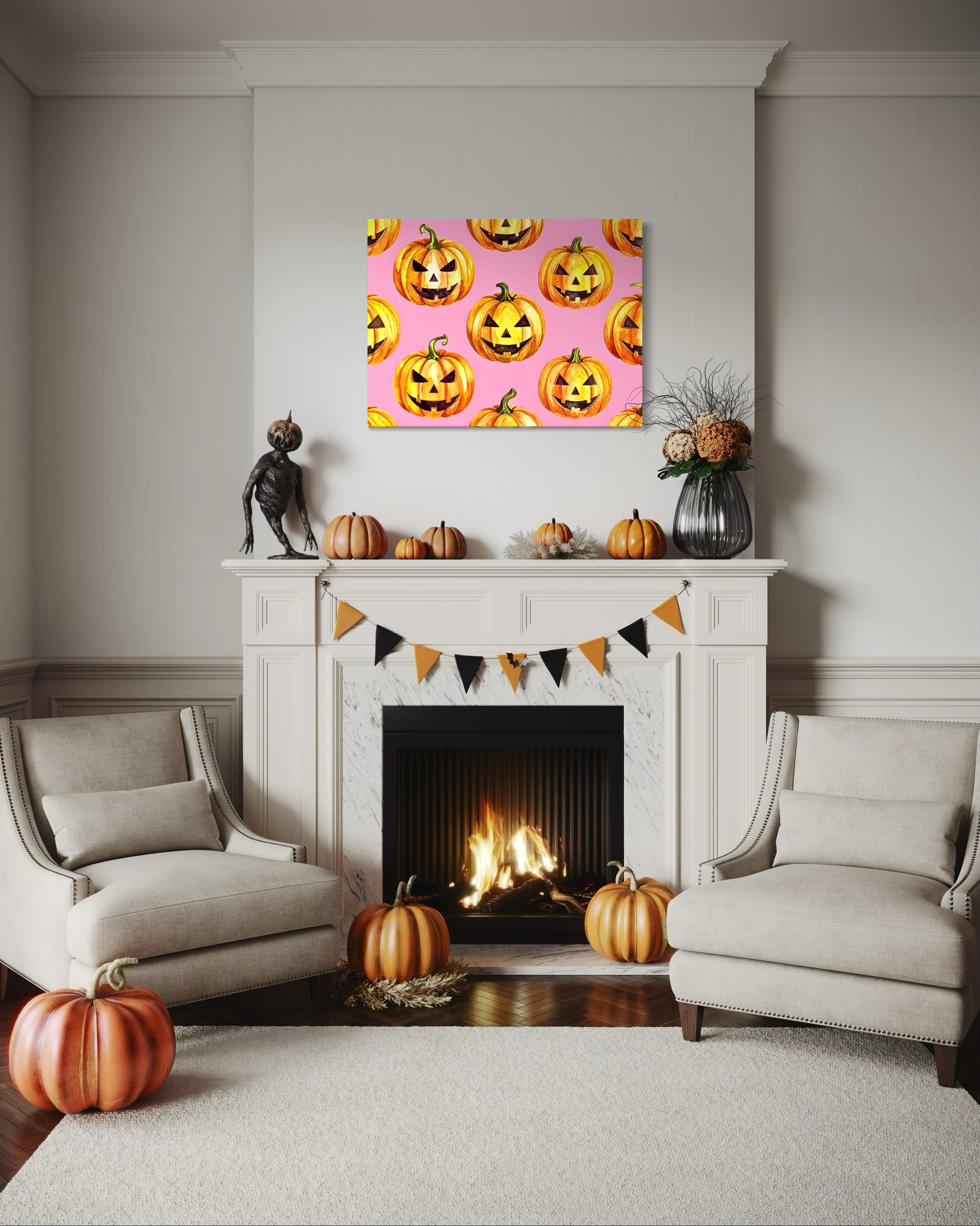 Jack O Lantern Pattern on Pink