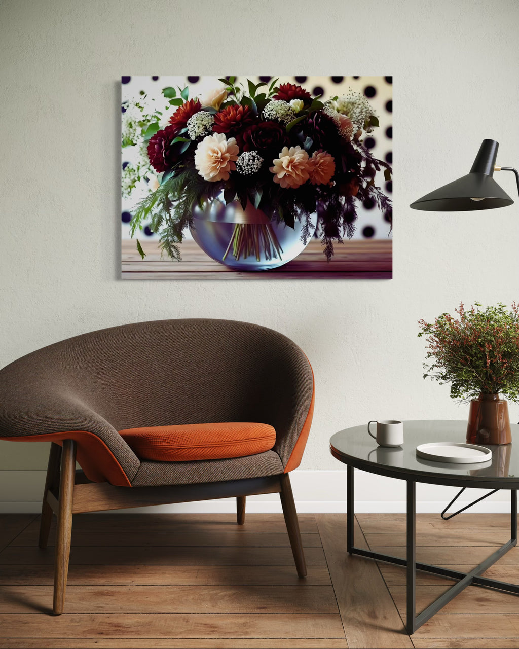 Fall Floral Design on Polka Dots