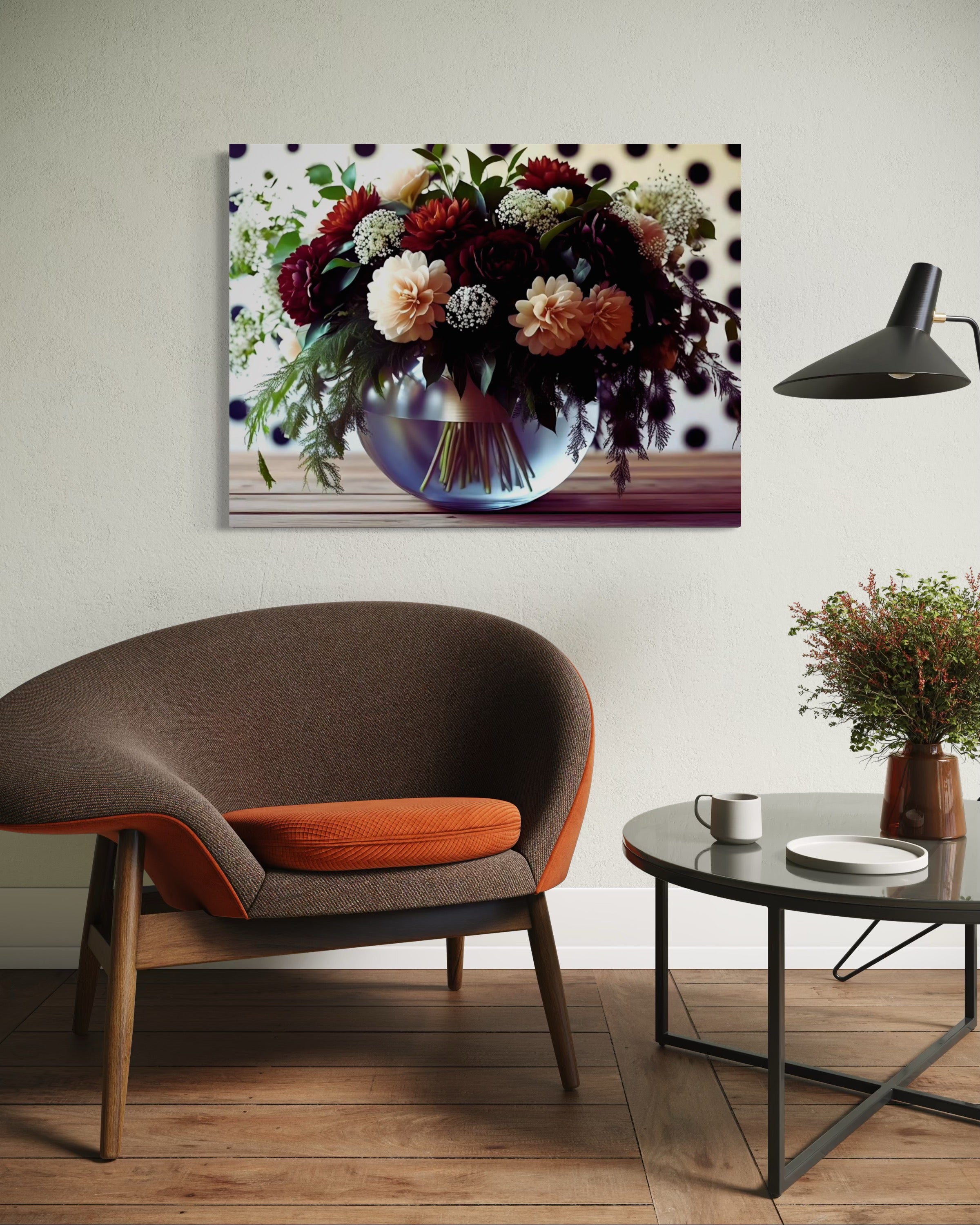 Fall Floral Design on Polka Dots