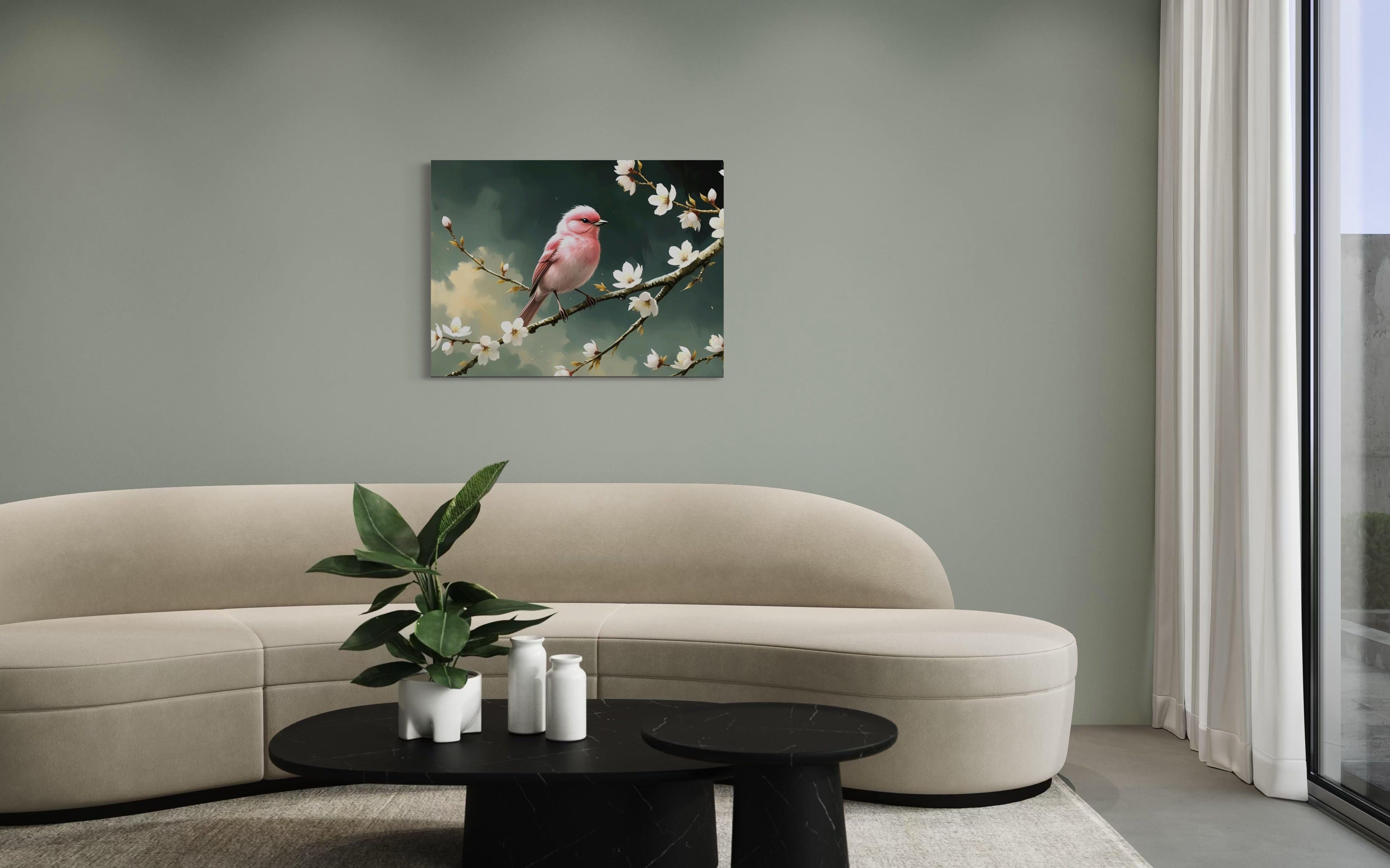 Bubblegum Bird with Blossoms Museum Print