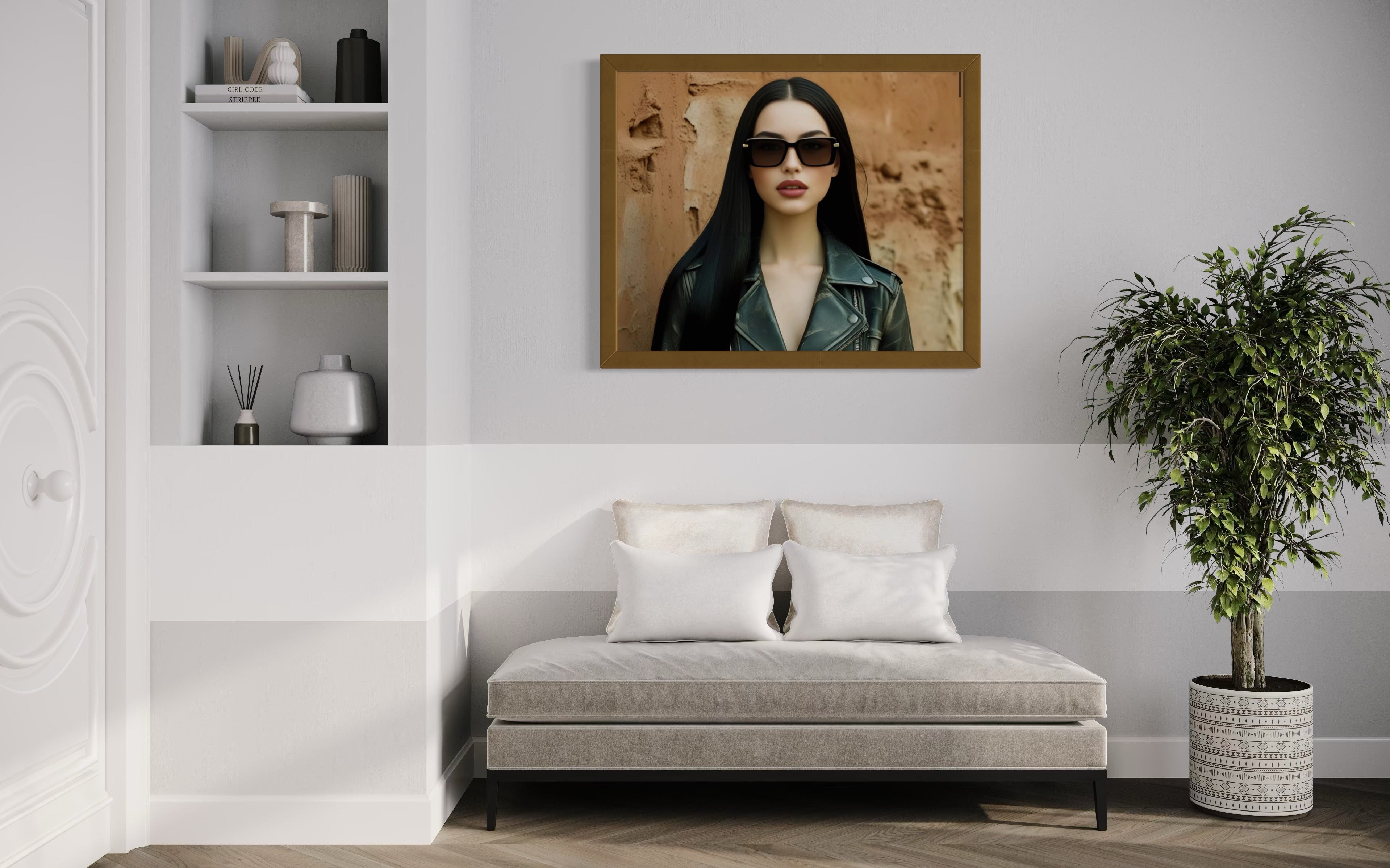 Leather Jacket Clay Wall - Black Hair