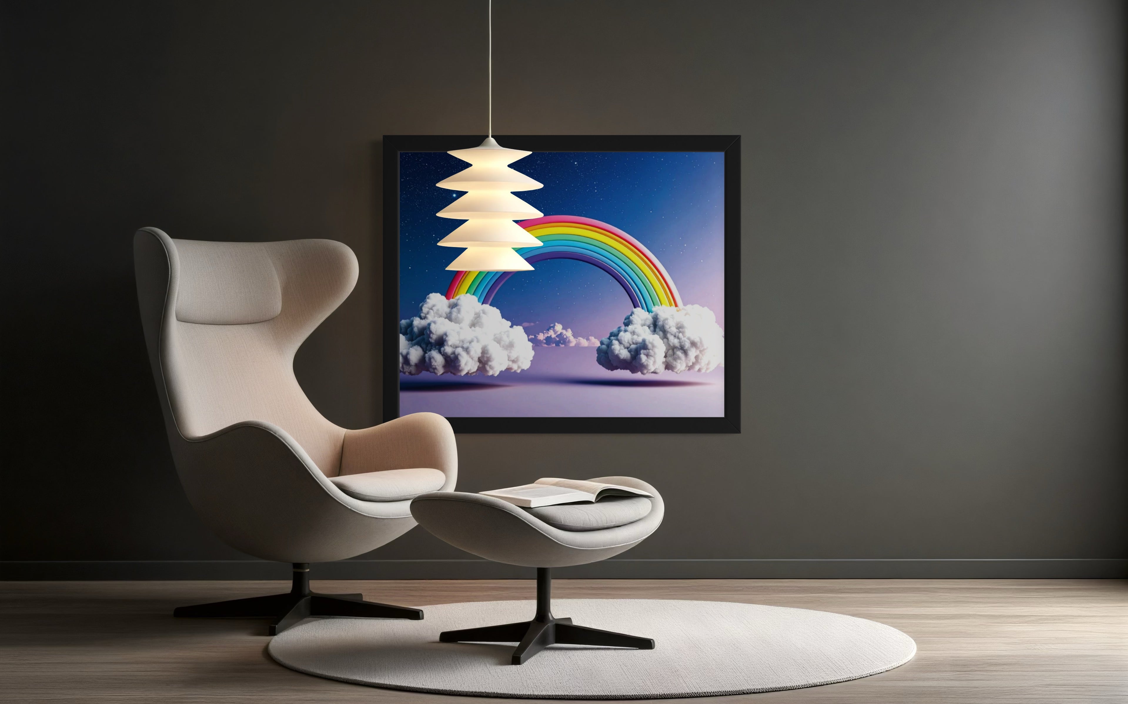 Floating Rainbow with Clouds Museum Print