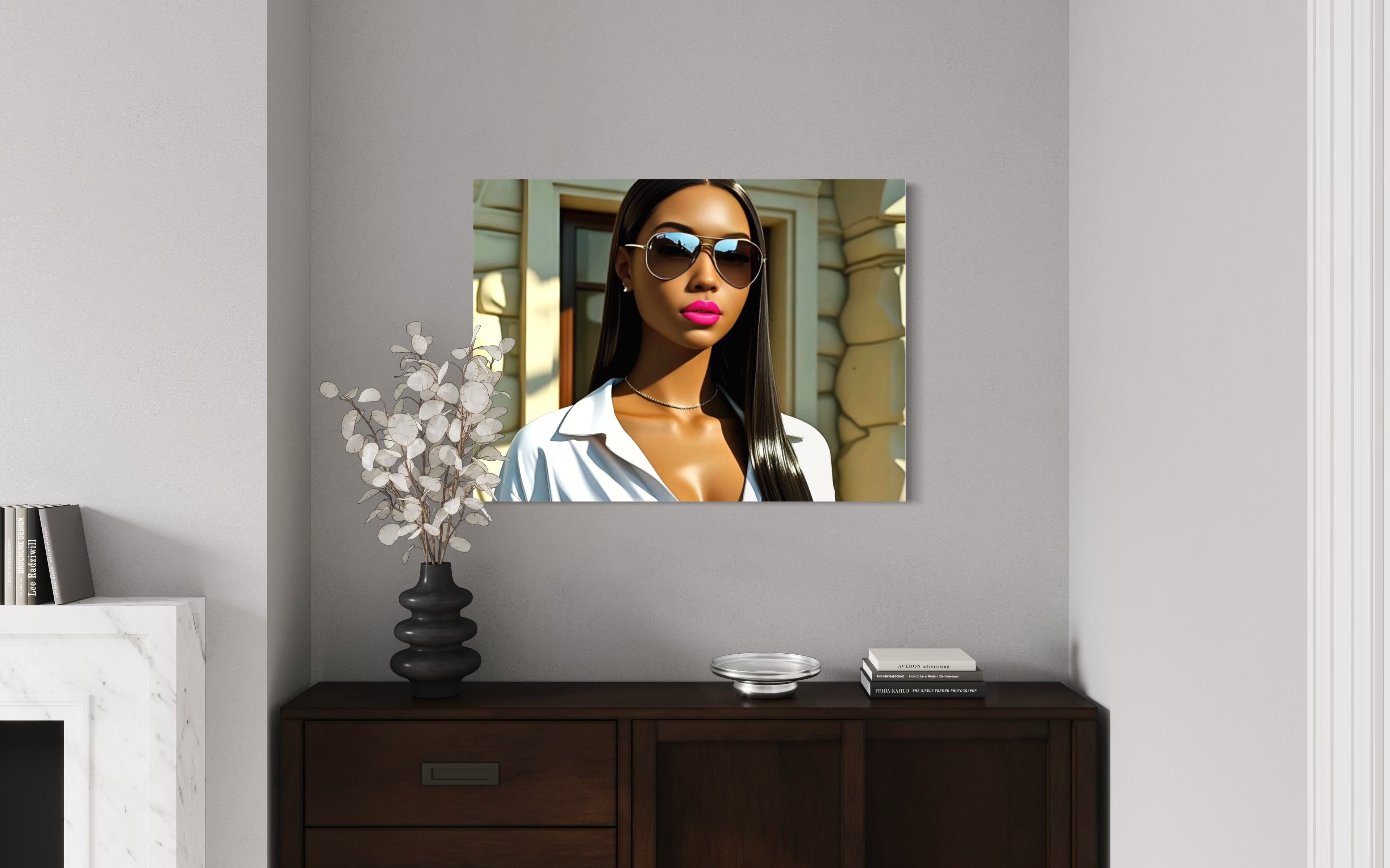 Sleek Queen with Hot Pink Lips Museum Print