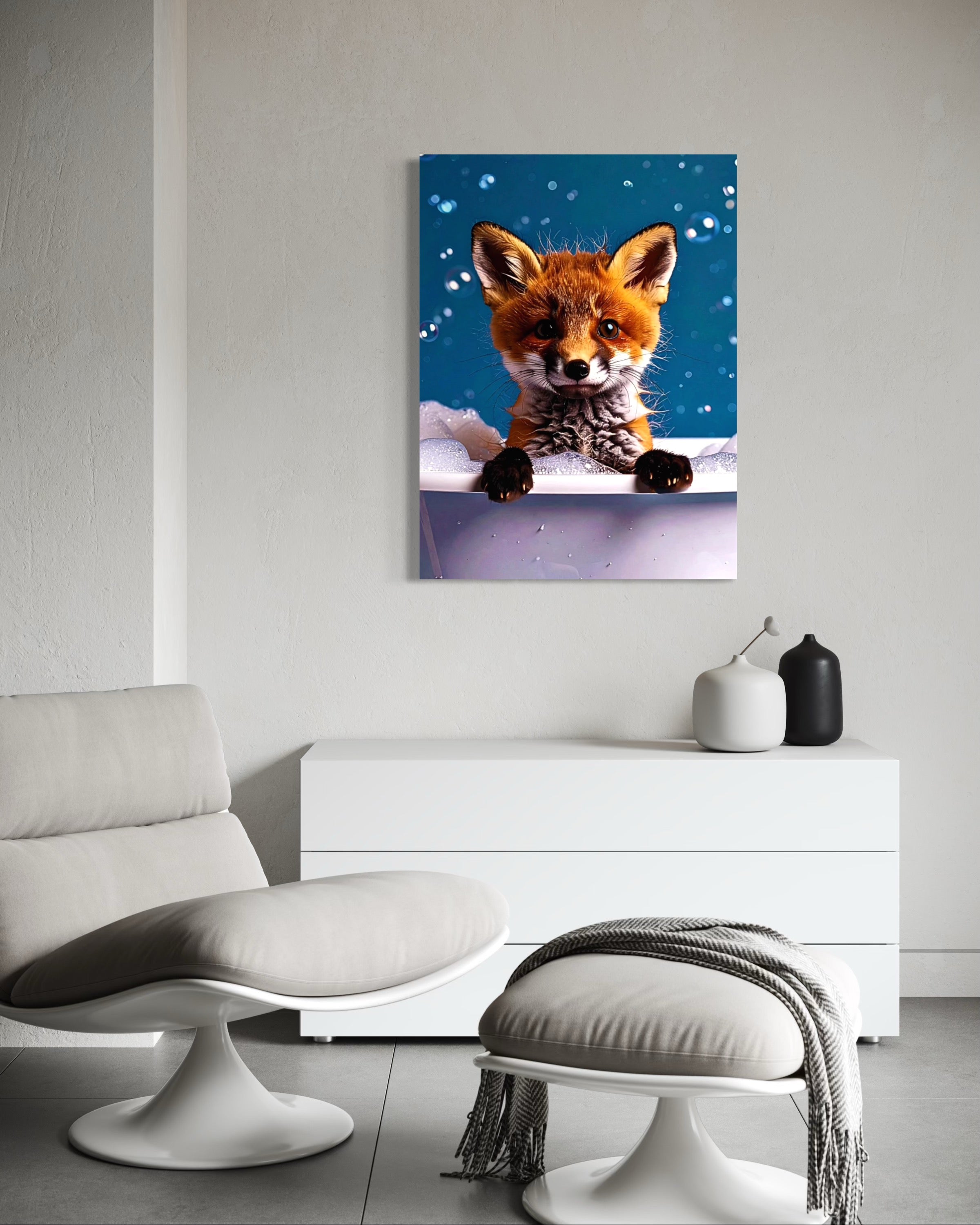 Fox in a Bubble Bath Museum Print