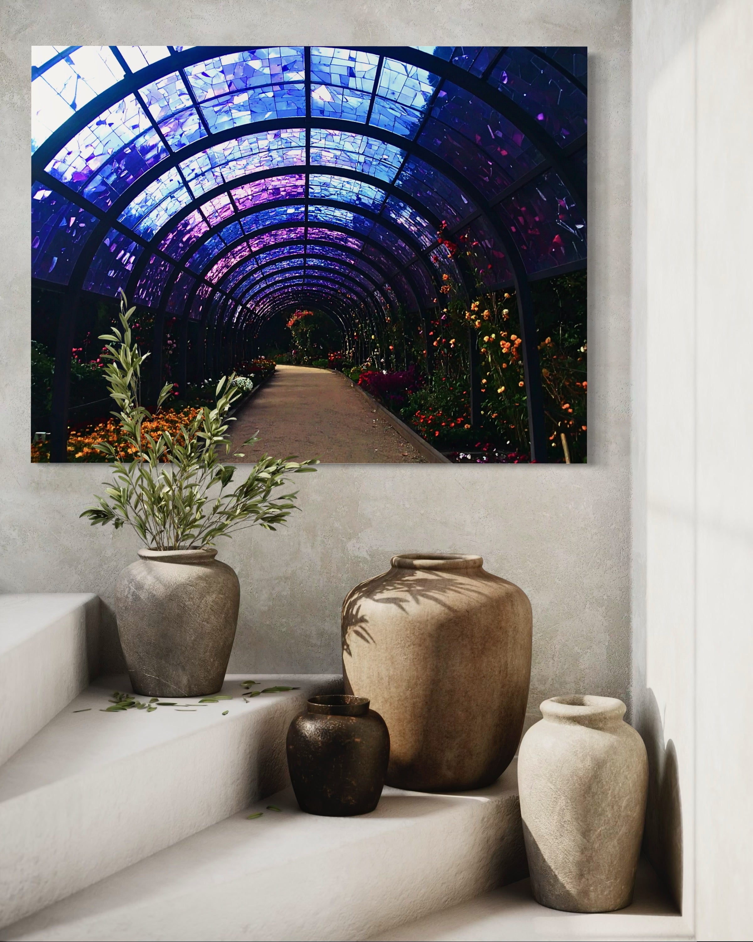 Fall Botanical Garden with Mosaic Stain Glass Ceiling Museum Print