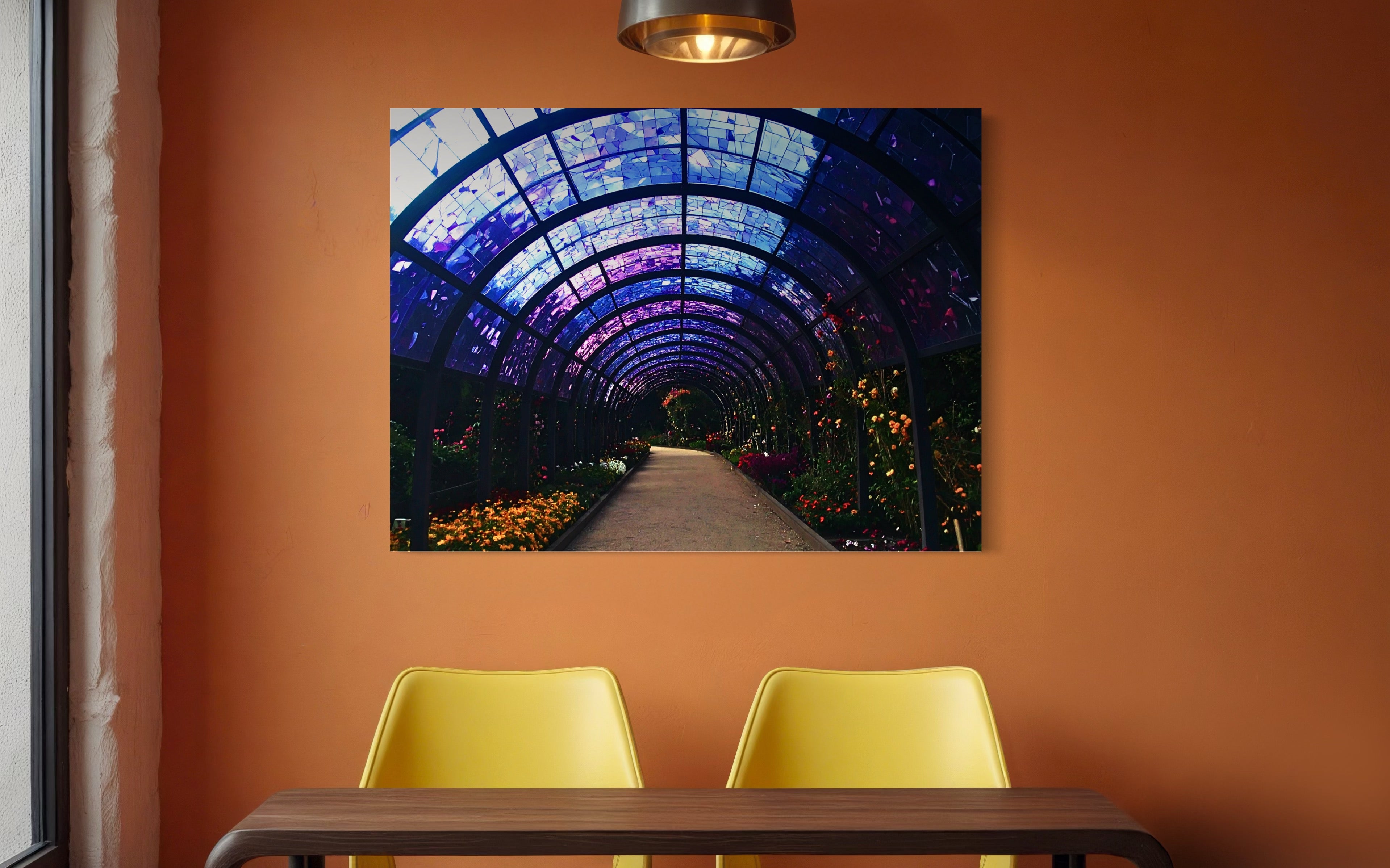 Fall Botanical Garden with Mosaic Stain Glass Ceiling Museum Print