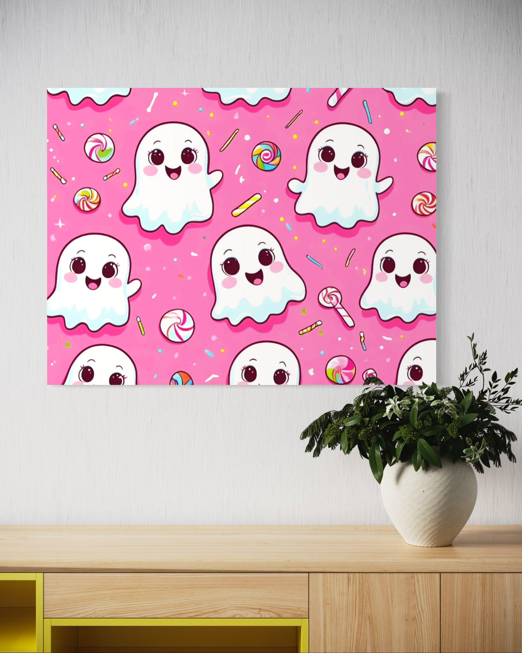 Ghost and Candy Pattern on Pink