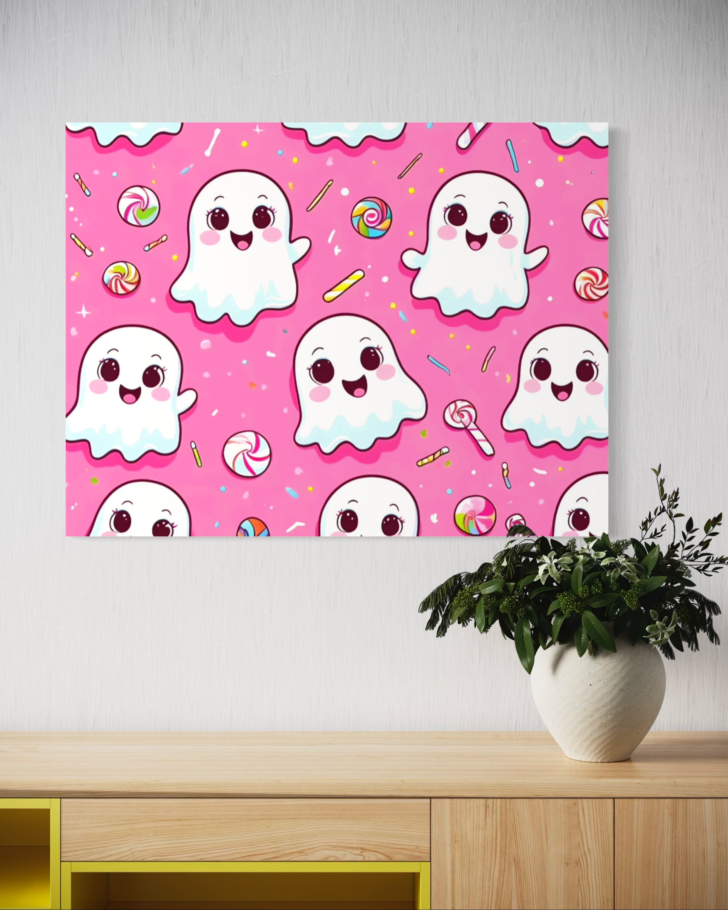 Ghost and Candy Pattern on Pink