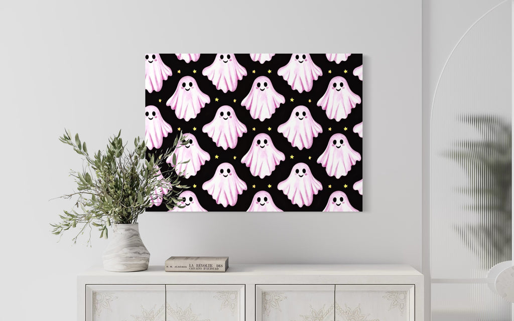 Pink Ghost Pattern on Black
