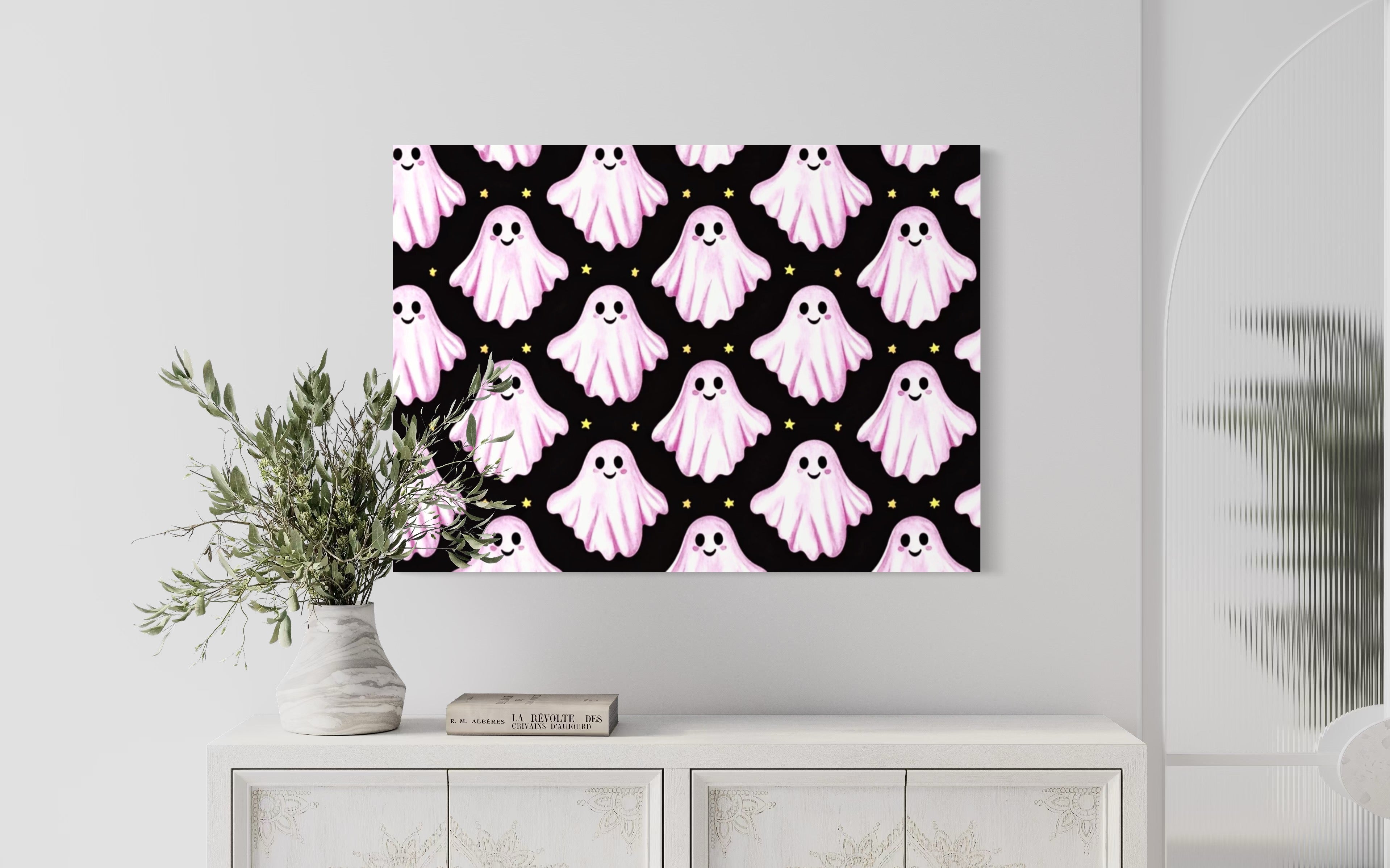 Pink Ghost Pattern on Black