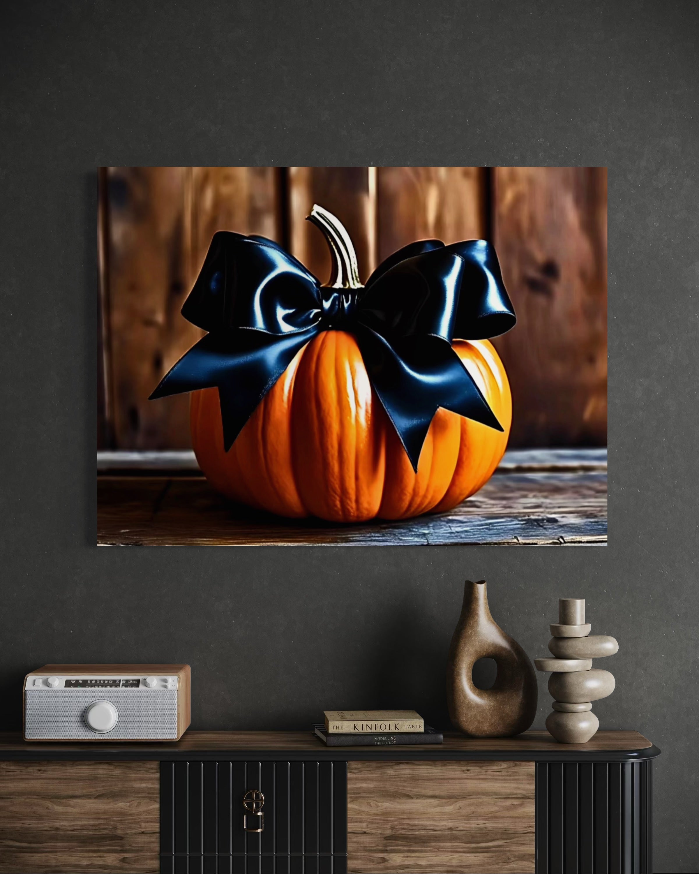 Pumpkin with Black Satin Bow