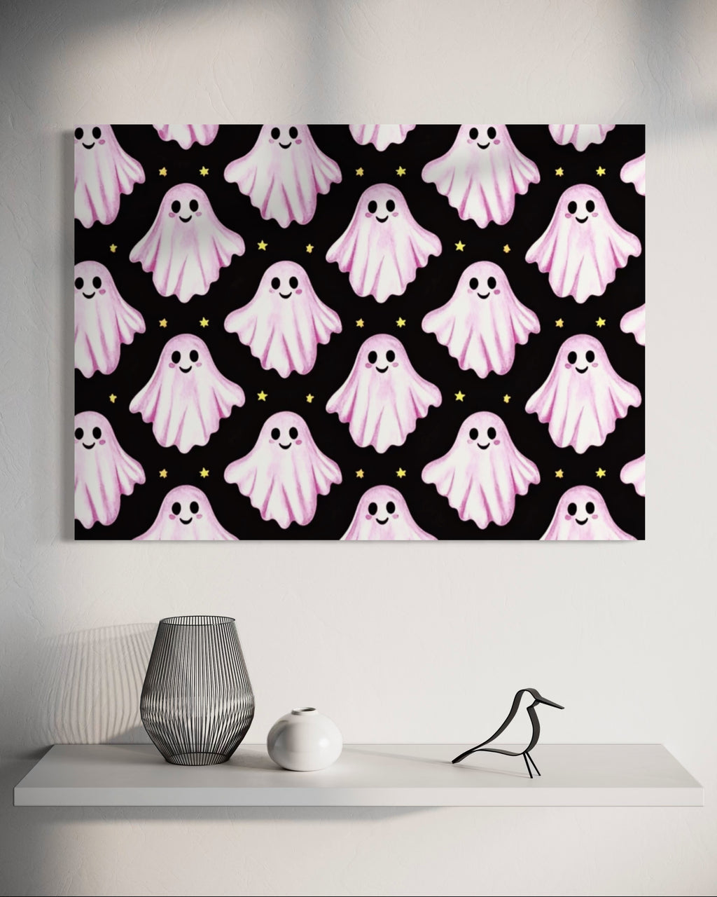 Pink Ghost Pattern on Black