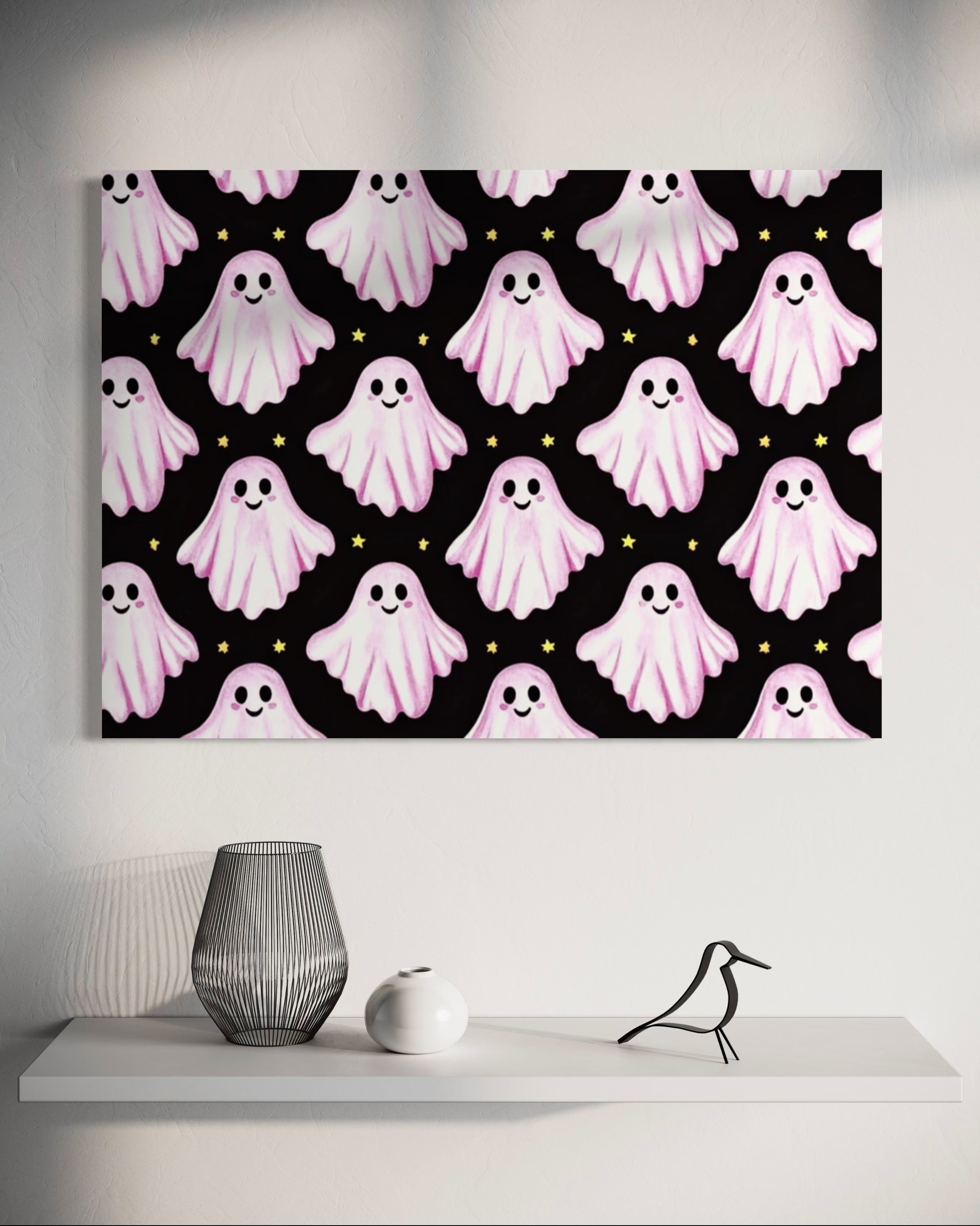 Pink Ghost Pattern on Black