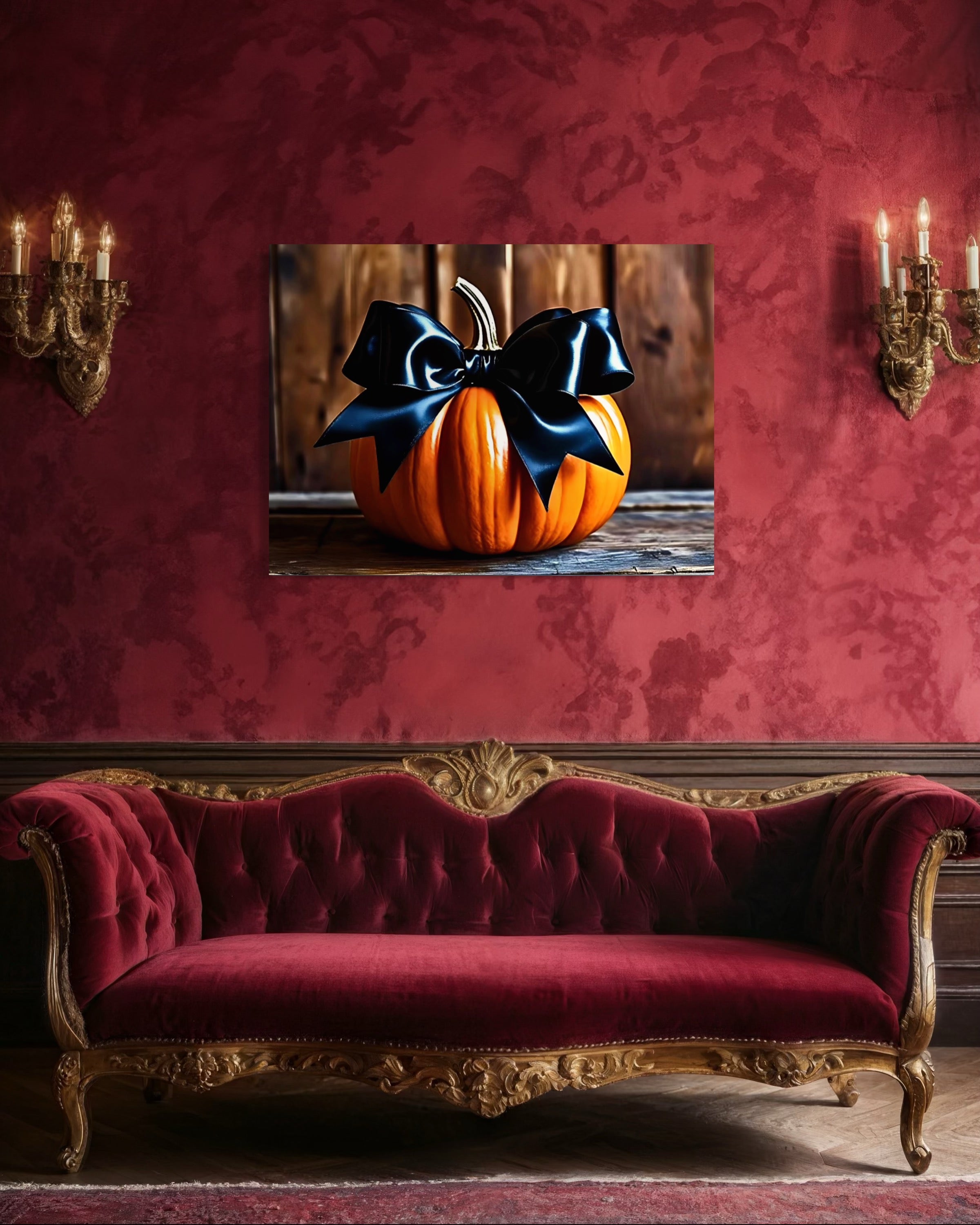 Pumpkin with Black Satin Bow
