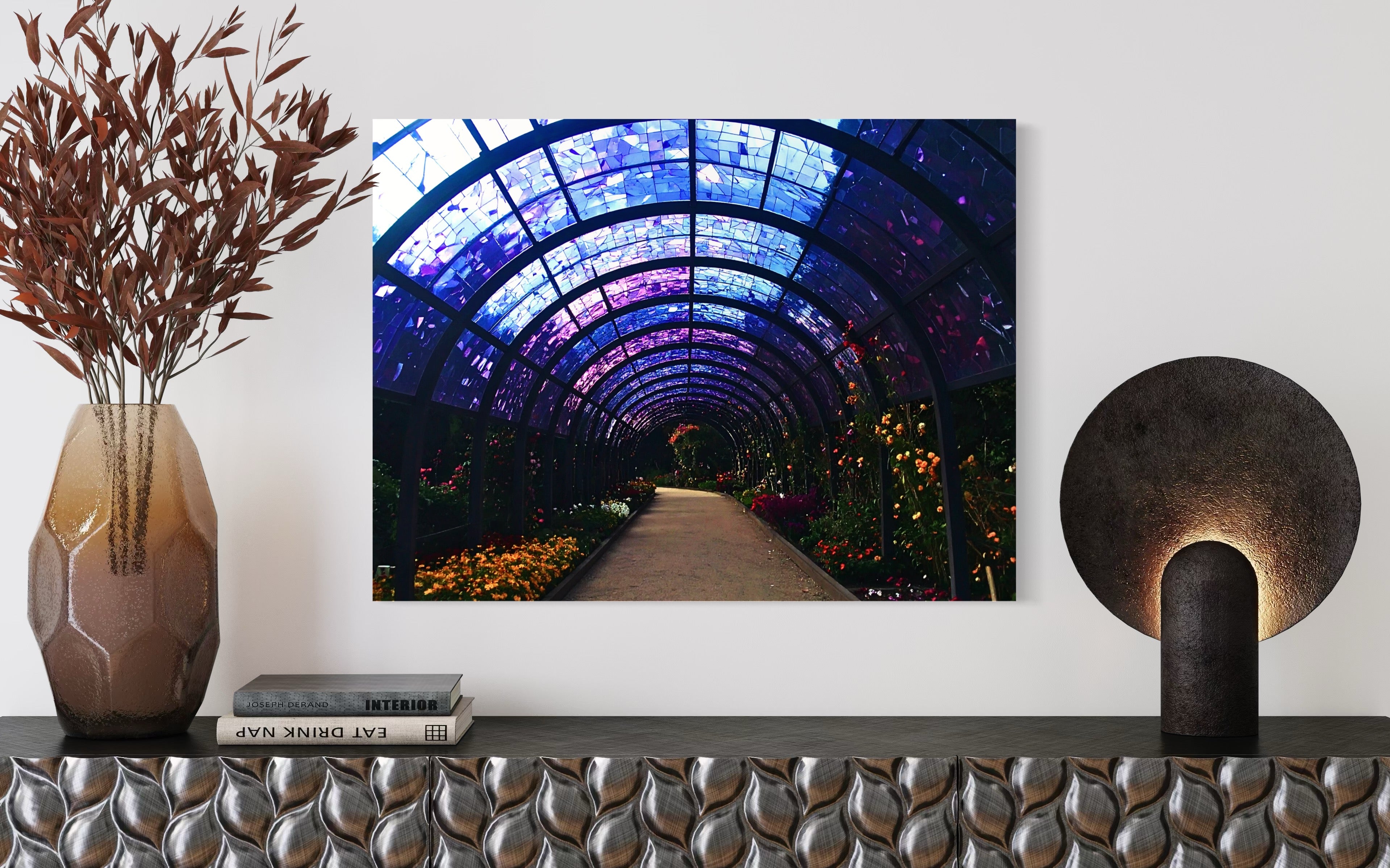 Fall Botanical Garden with Mosaic Stain Glass Ceiling Museum Print