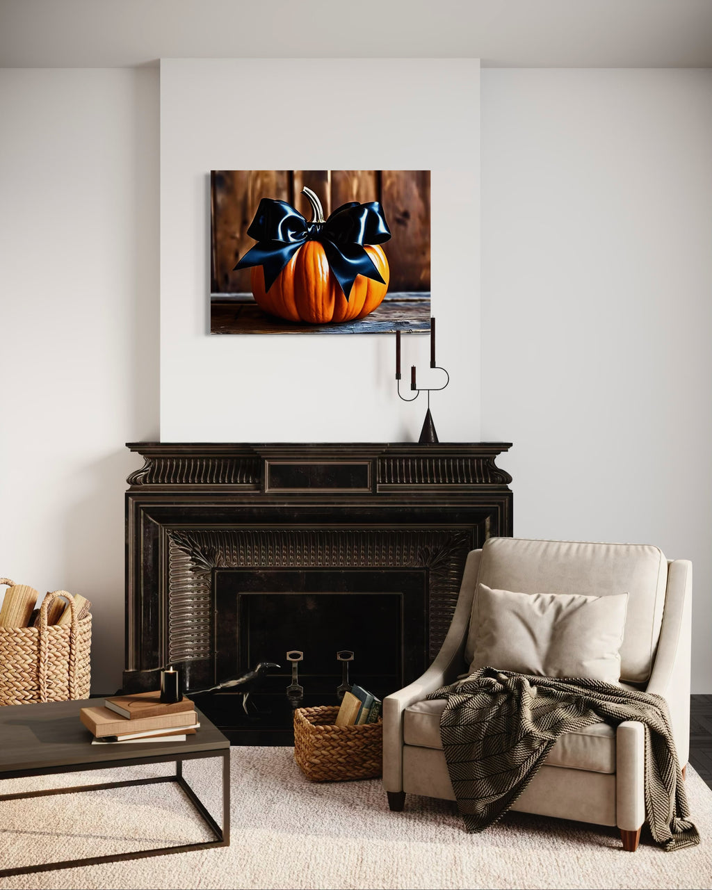 Pumpkin with Black Satin Bow