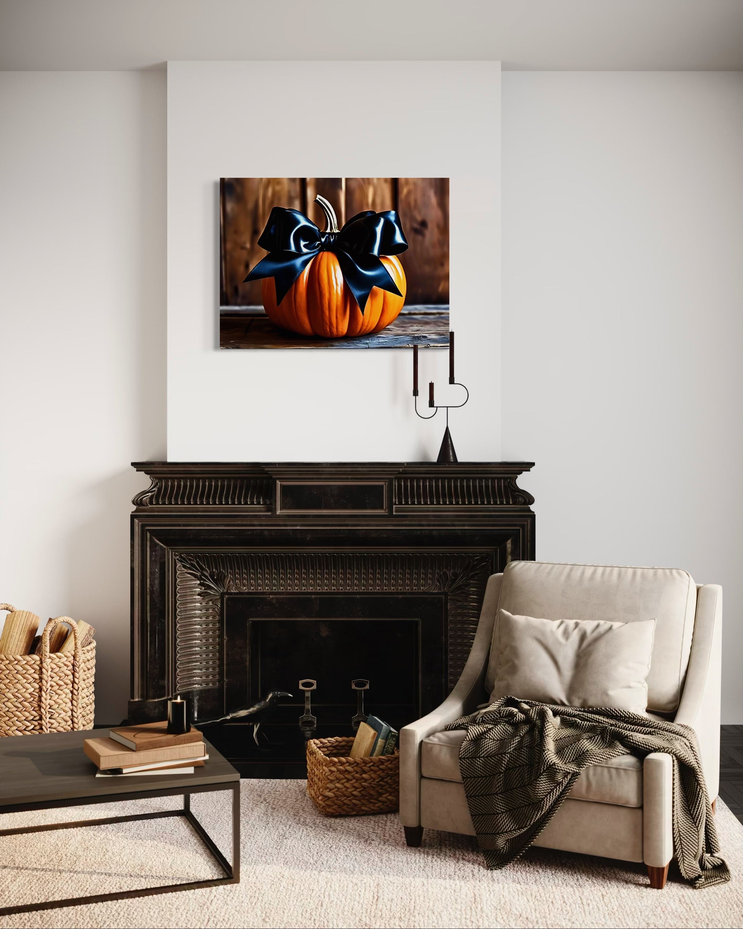 Pumpkin with Black Satin Bow