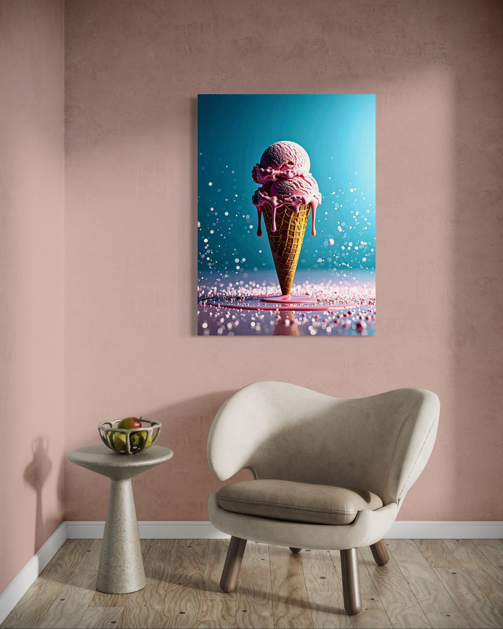 Strawberry Ice Cream Double Scoop Museum Print