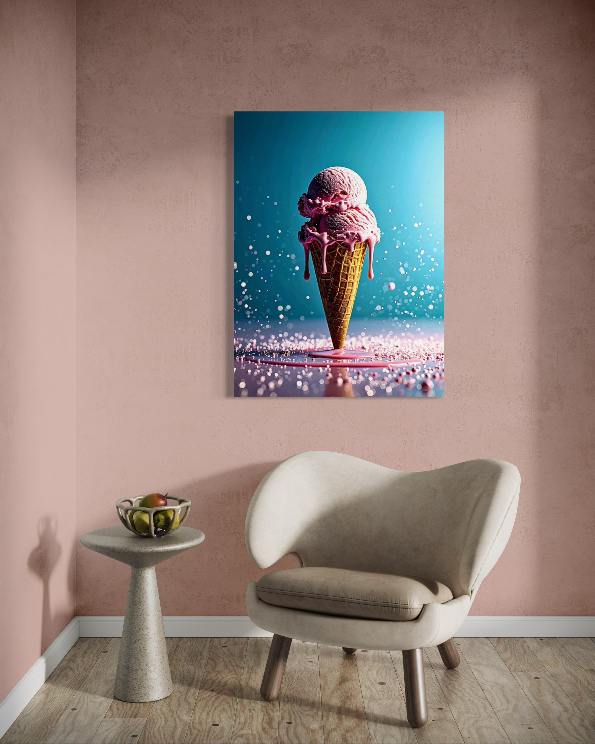 Strawberry Ice Cream Double Scoop Museum Print