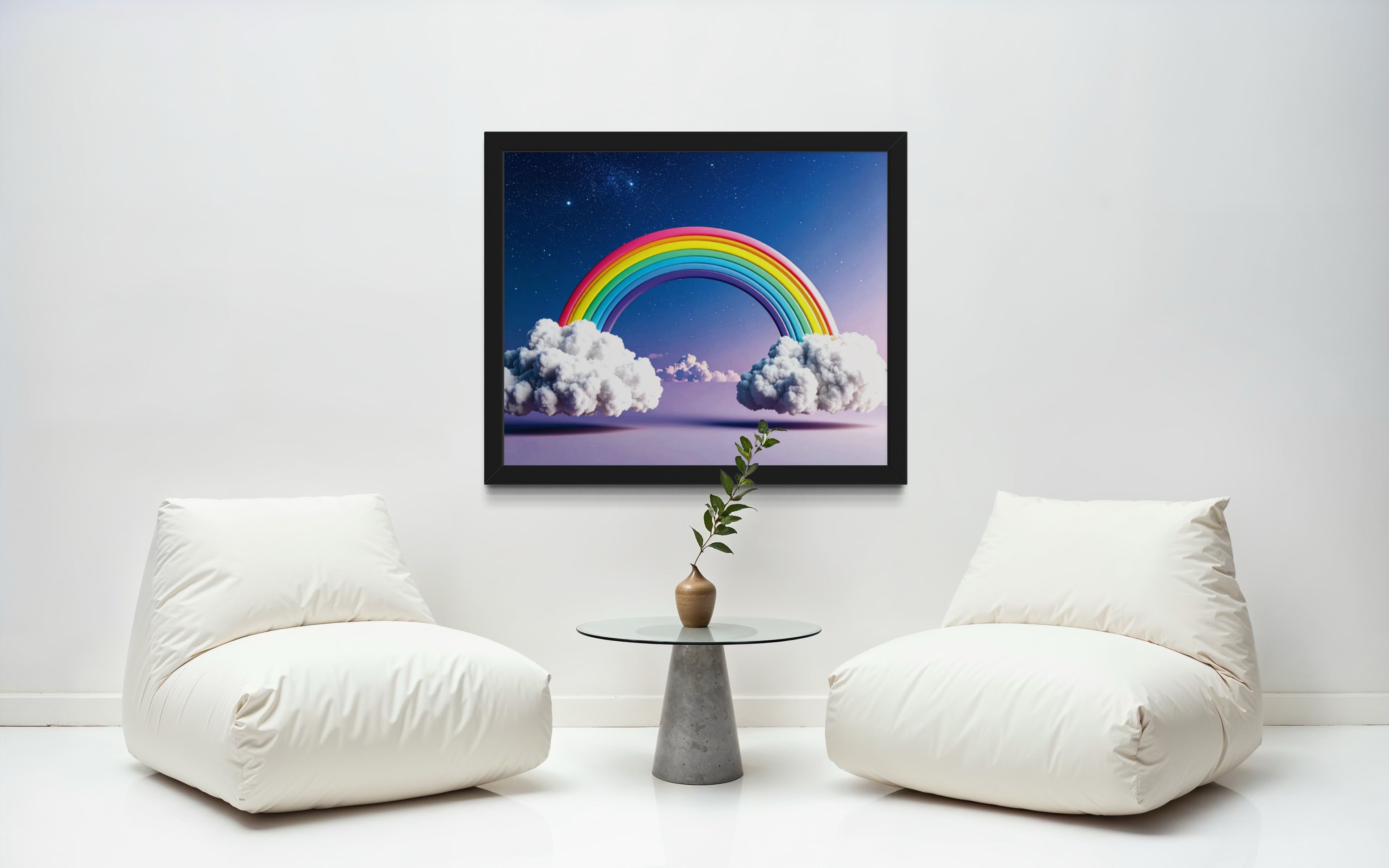Floating Rainbow with Clouds Museum Print