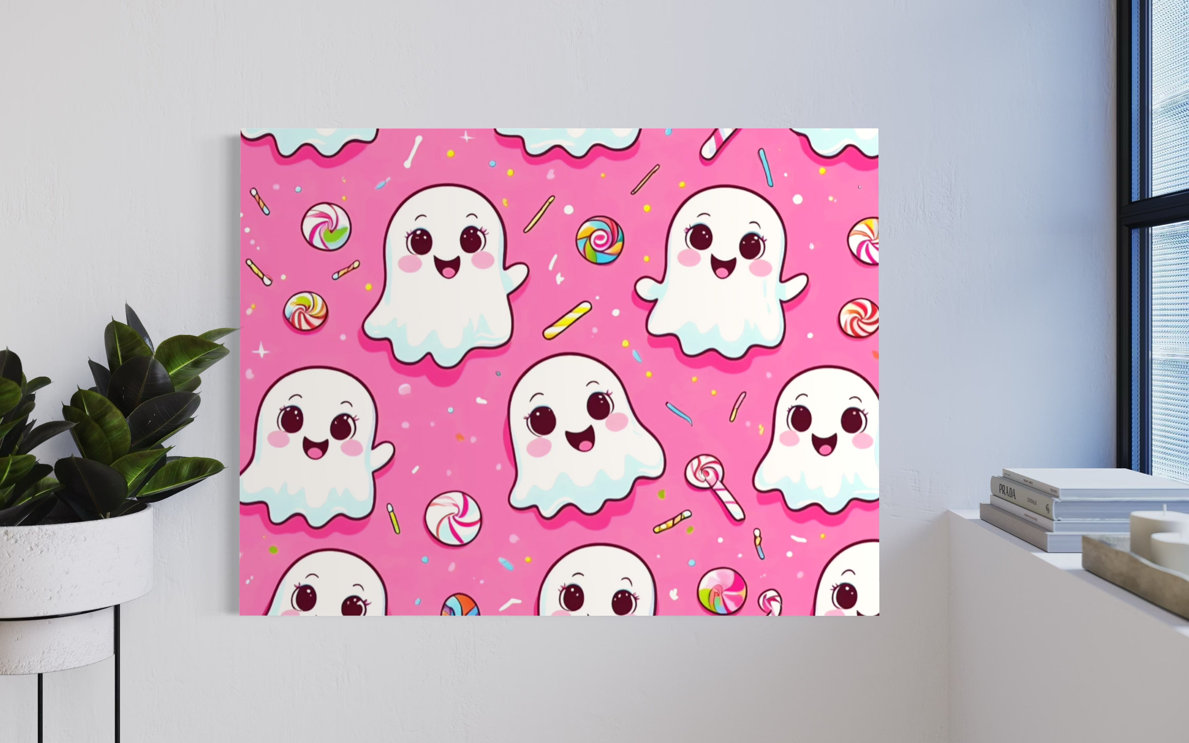 Ghost and Candy Pattern on Pink