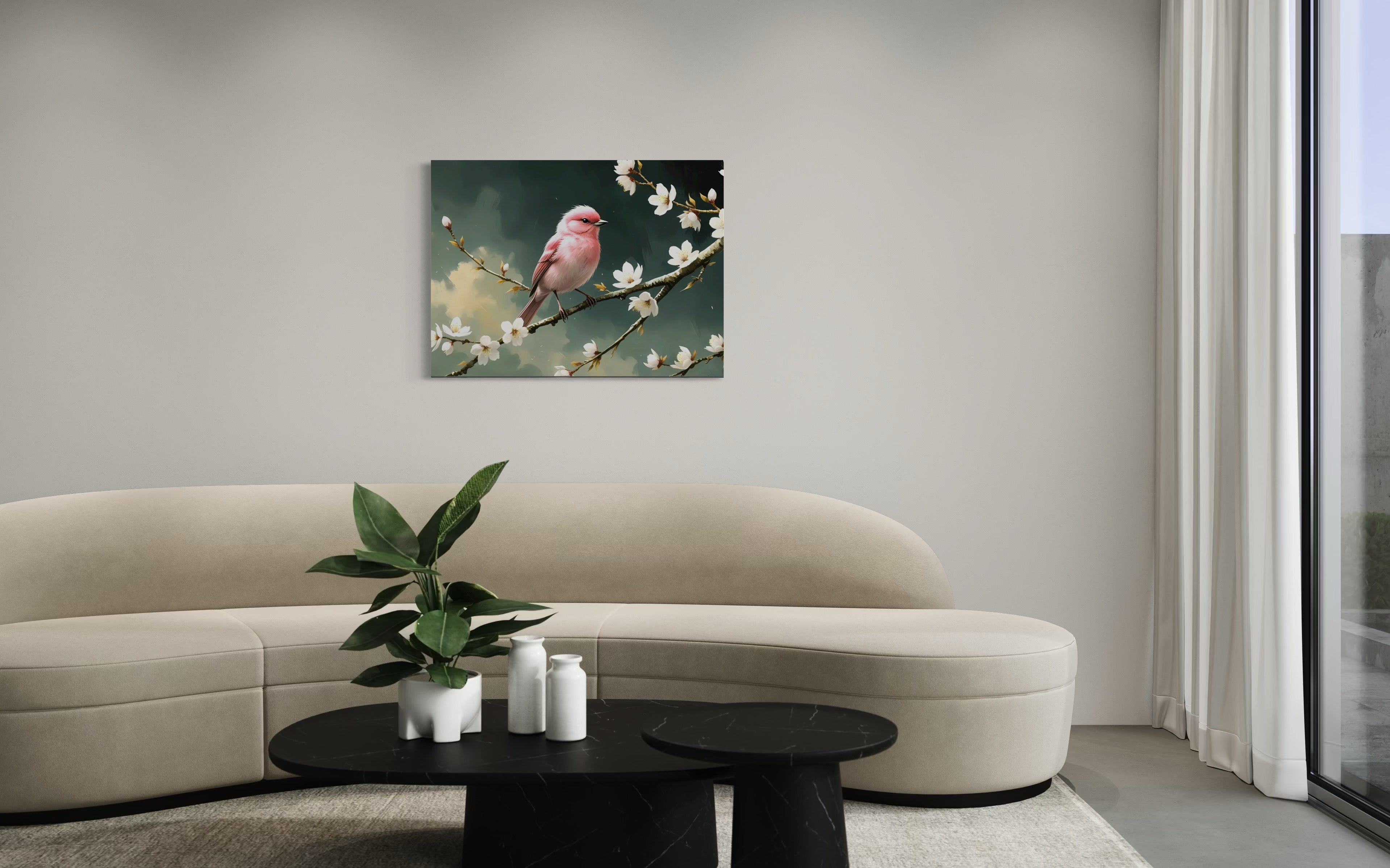Bubblegum Bird with Blossoms Museum Print