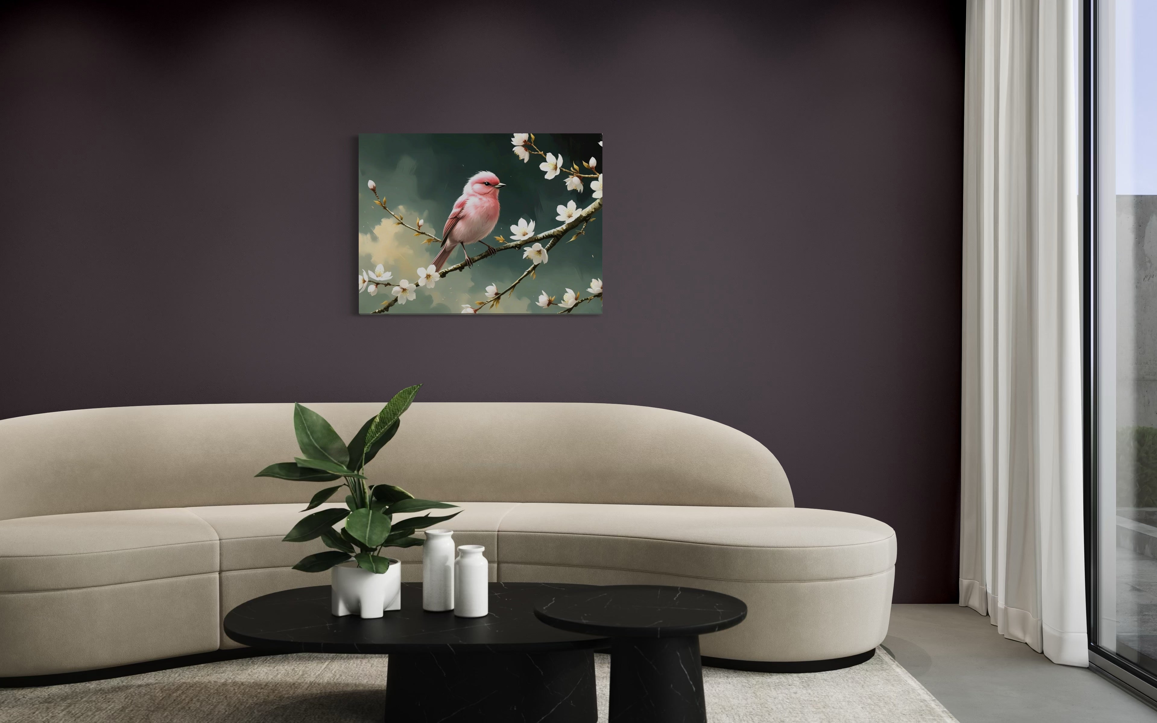 Bubblegum Bird with Blossoms Museum Print