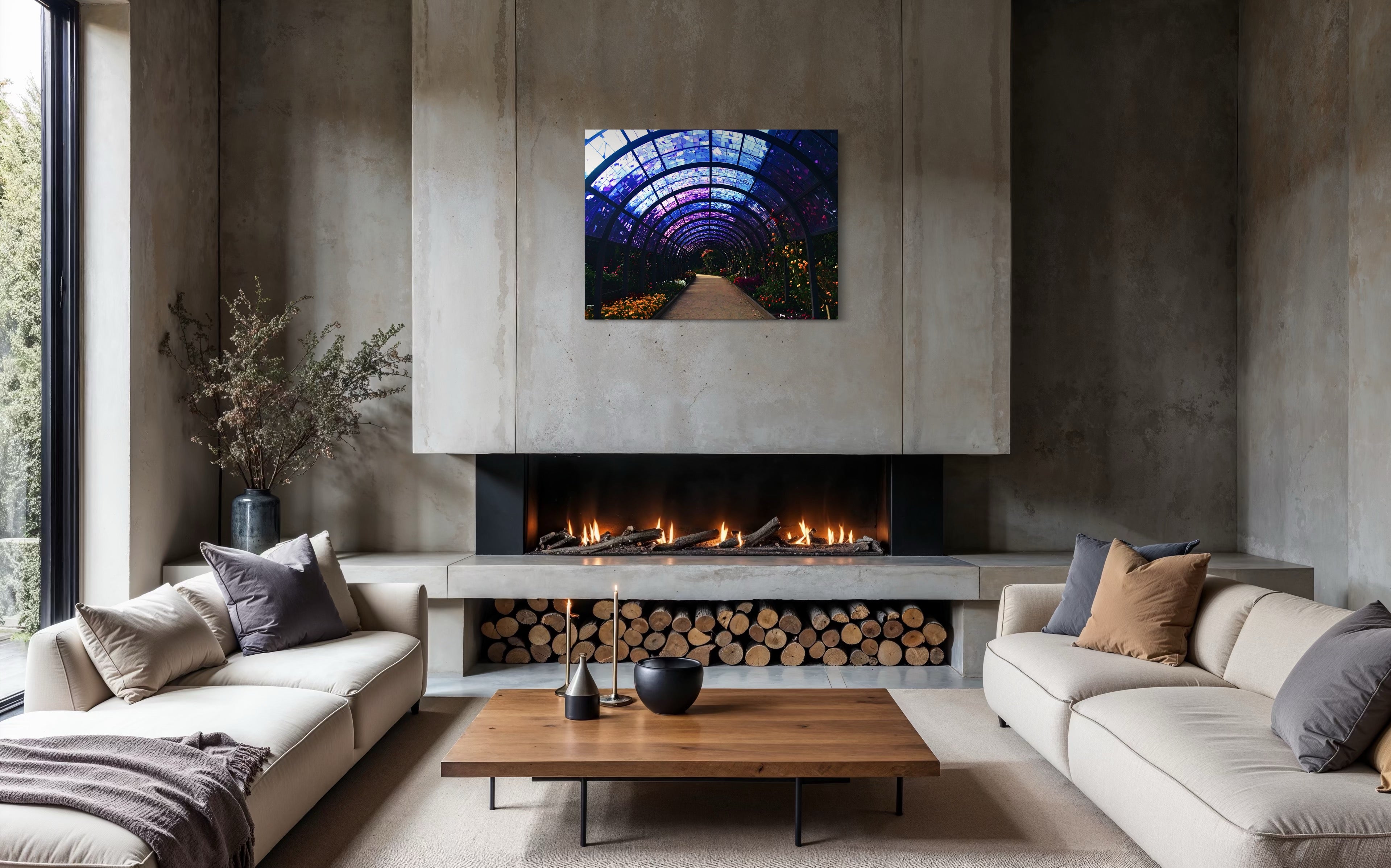Fall Botanical Garden with Mosaic Stain Glass Ceiling Museum Print