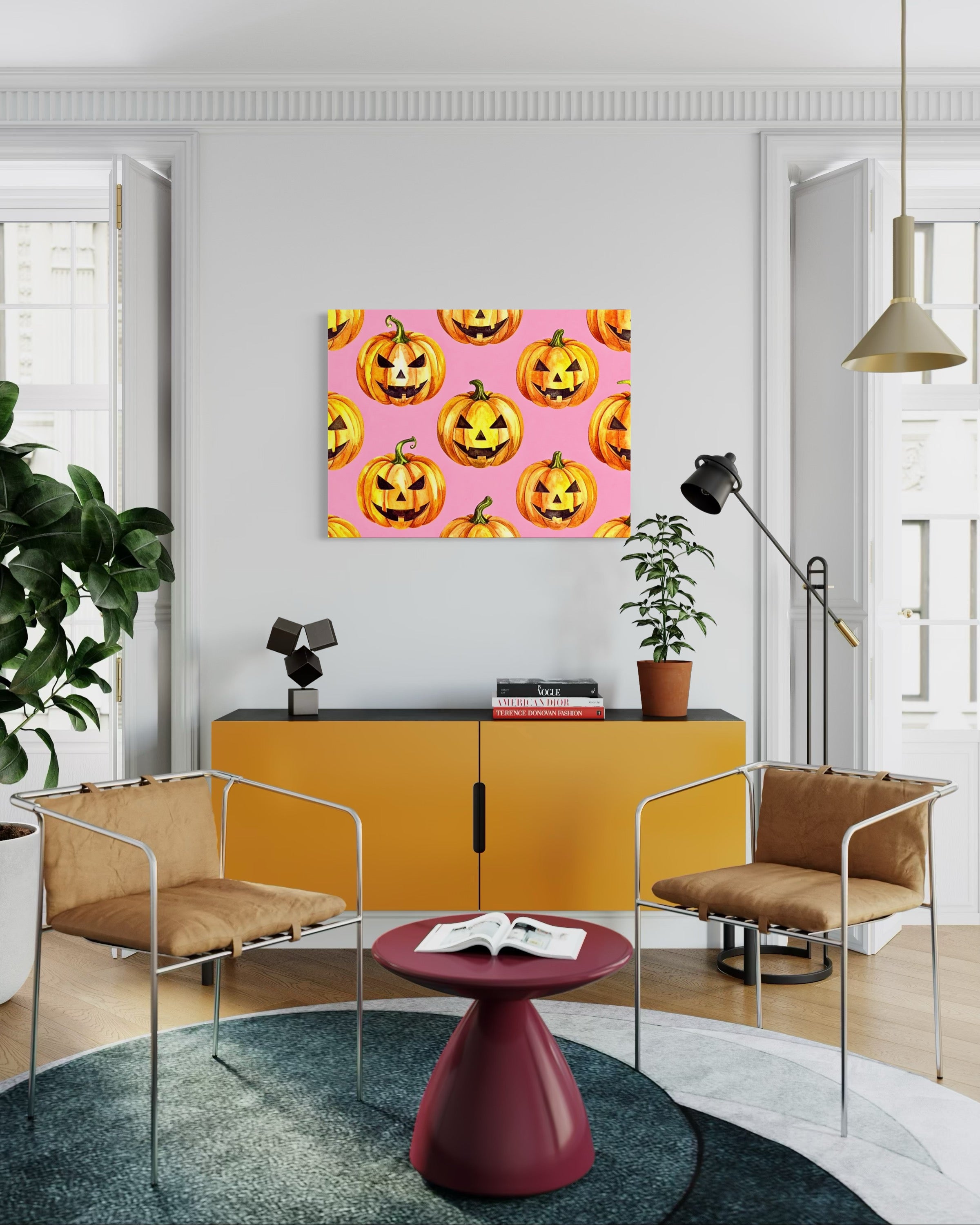Jack O Lantern Pattern on Pink
