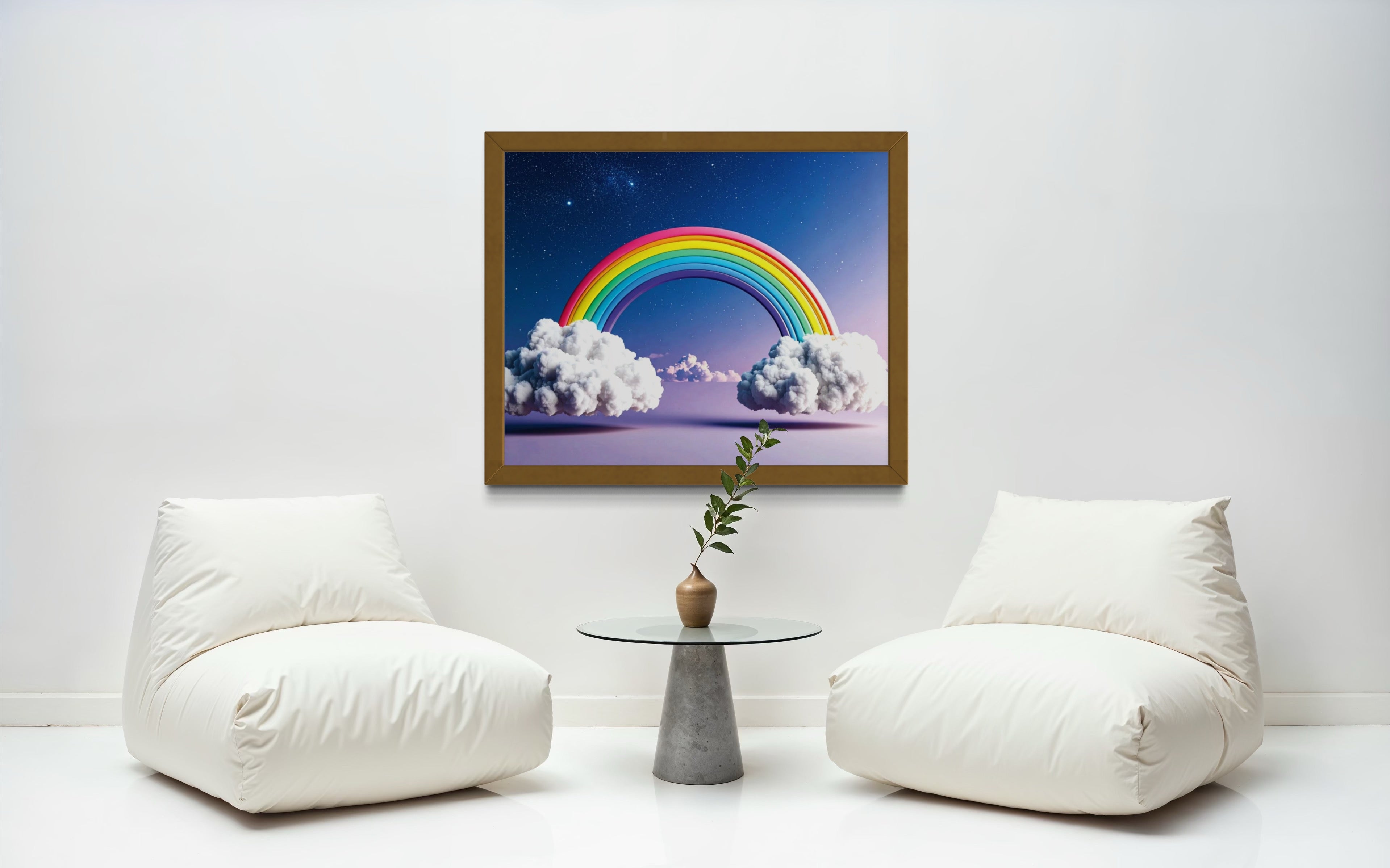 Floating Rainbow with Clouds Museum Print