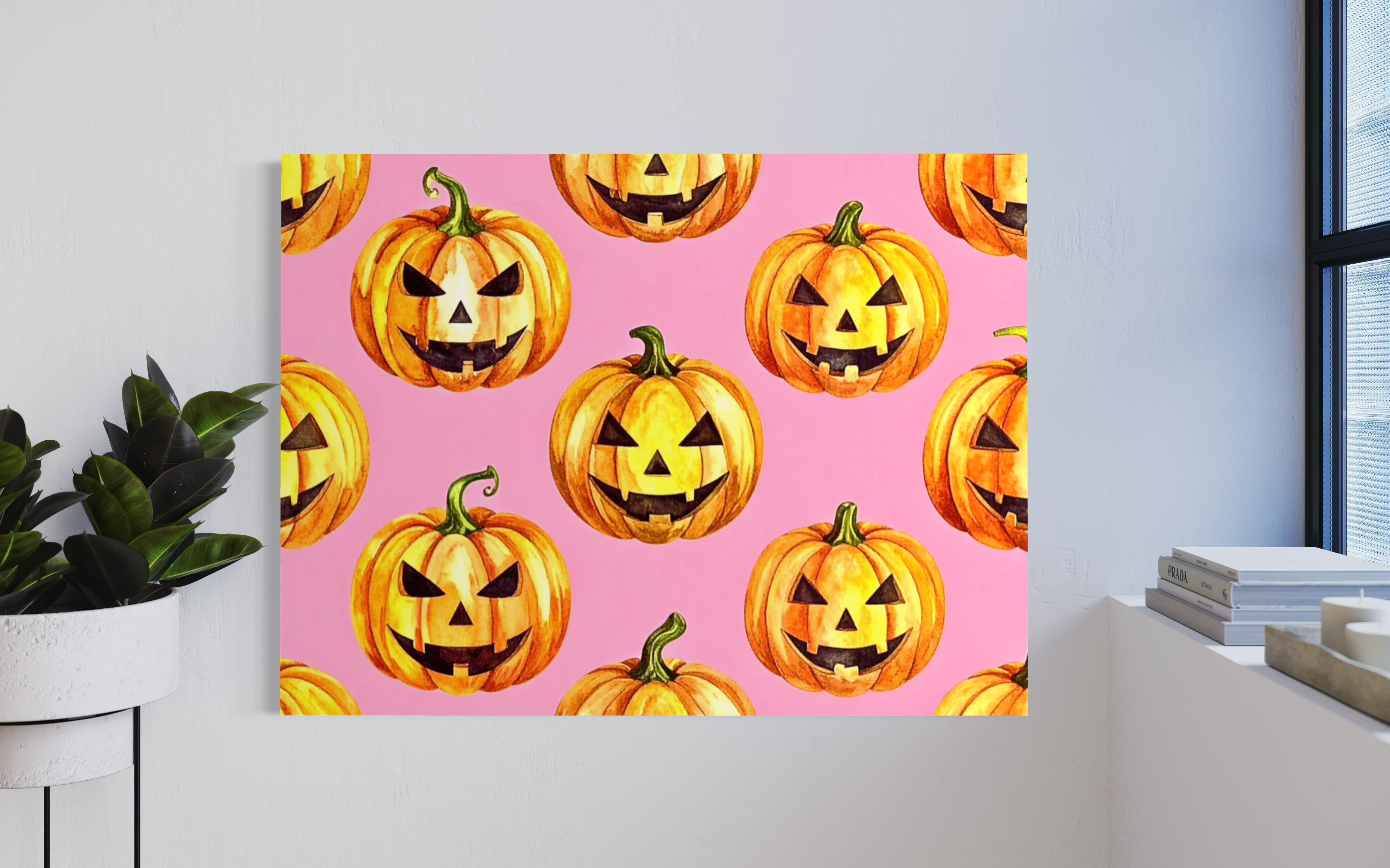 Jack O Lantern Pattern on Pink
