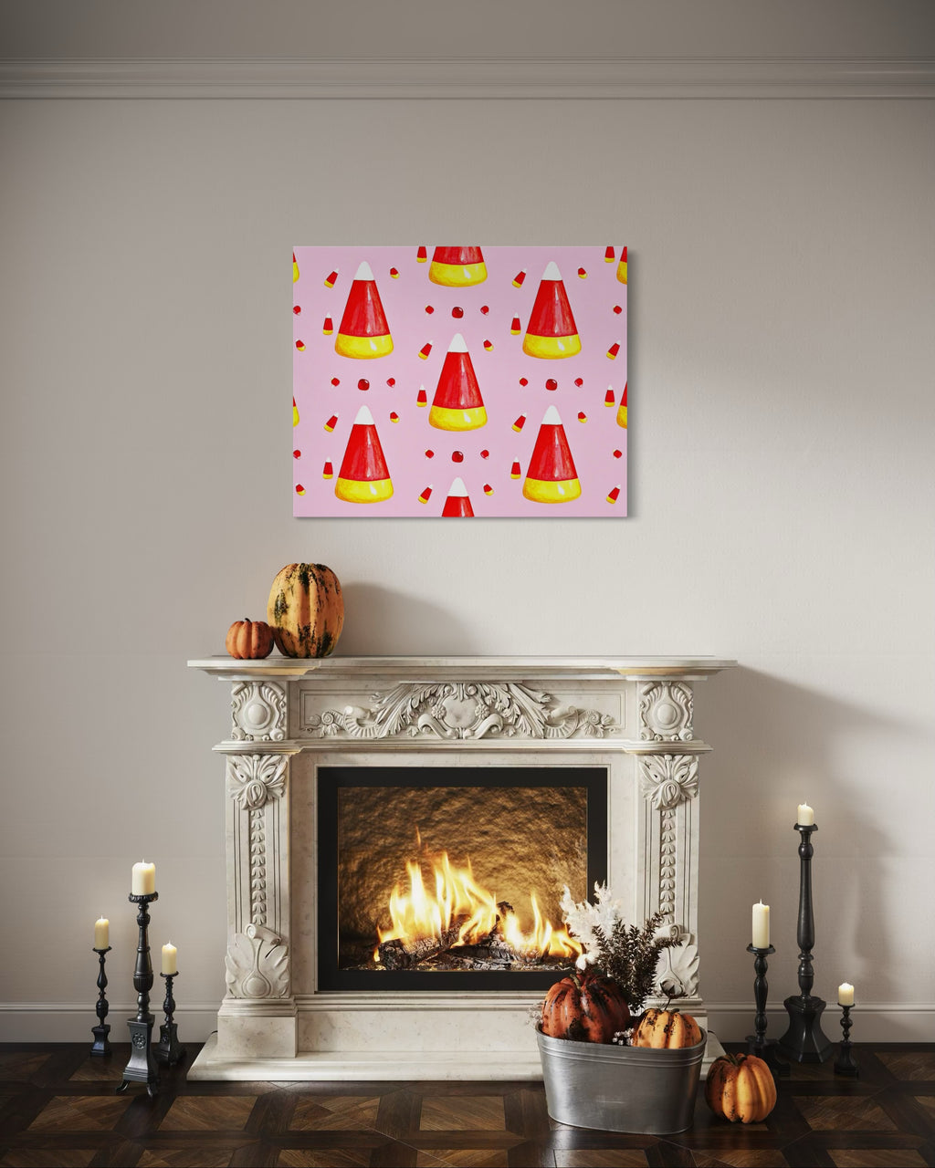 Candy Corn Pattern on Pink