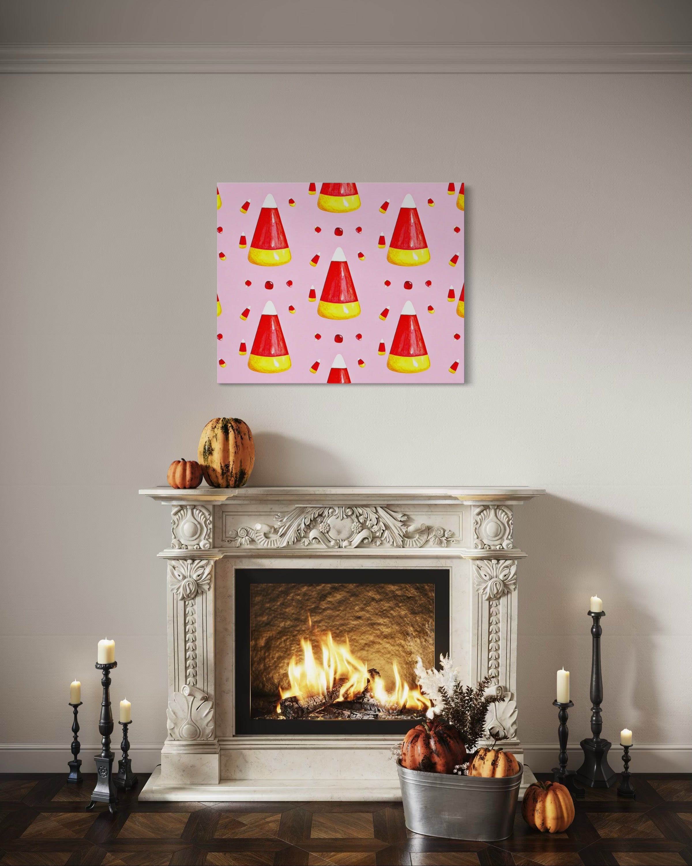 Candy Corn Pattern on Pink