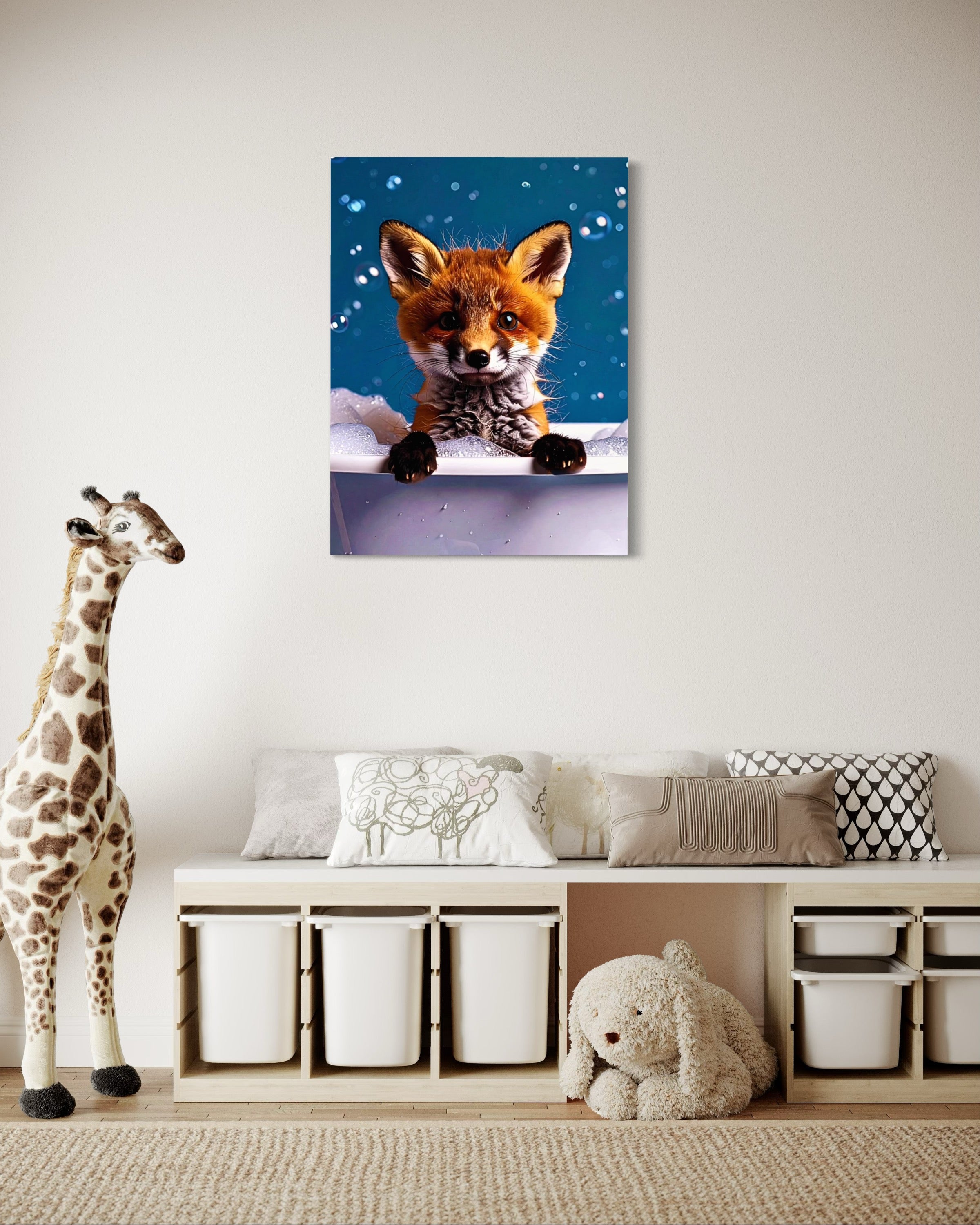 Fox in a Bubble Bath Museum Print