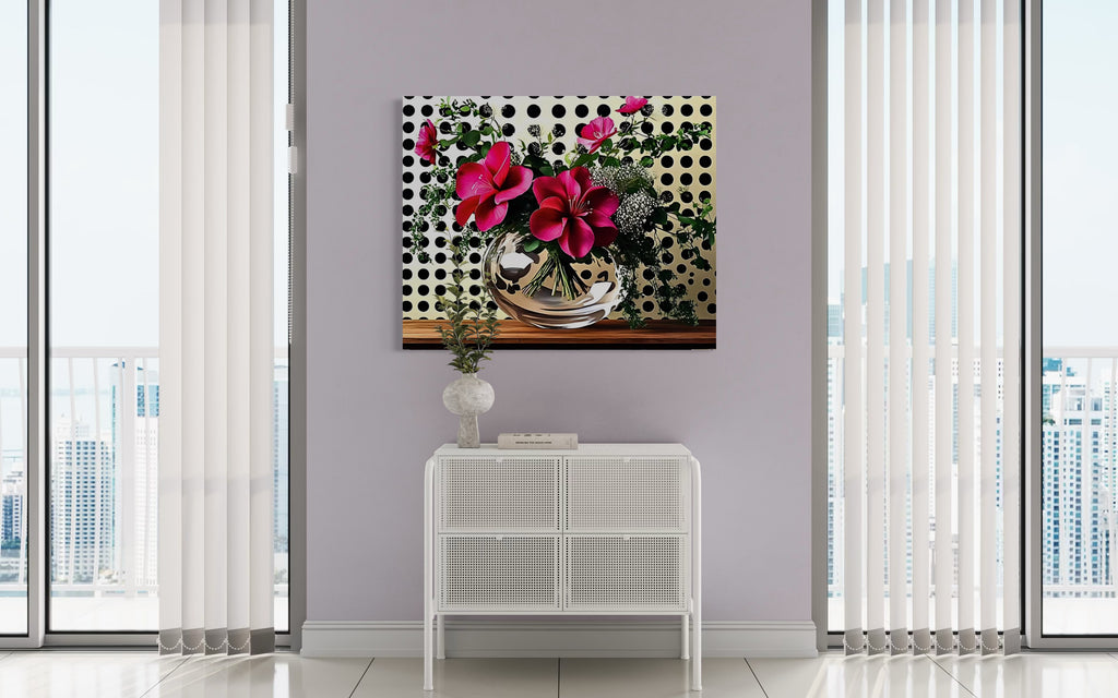 Fuscia Florals on Polka Dots
