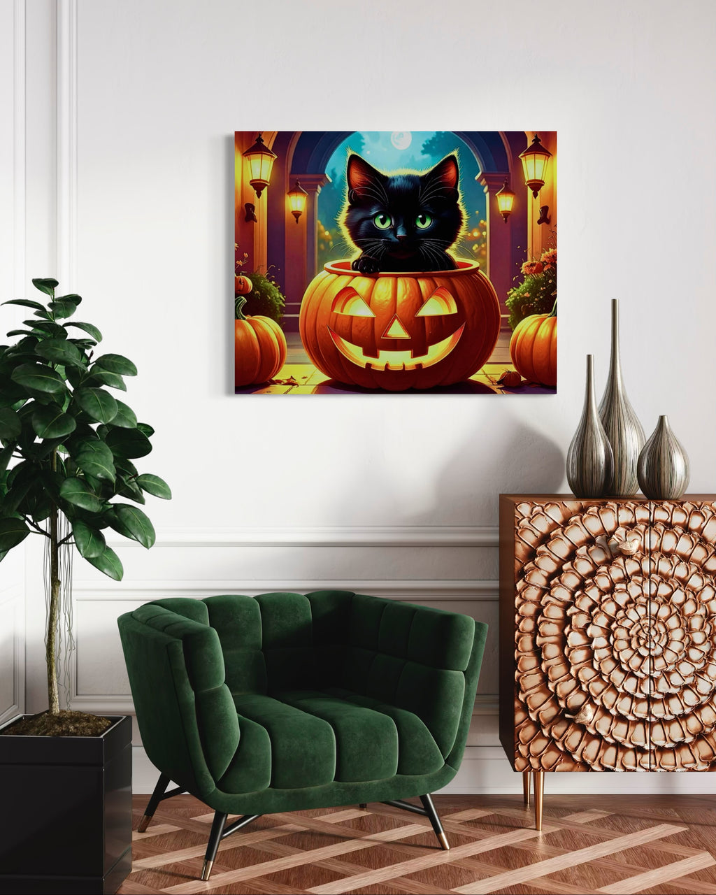 Kitten in Jack O Lantern