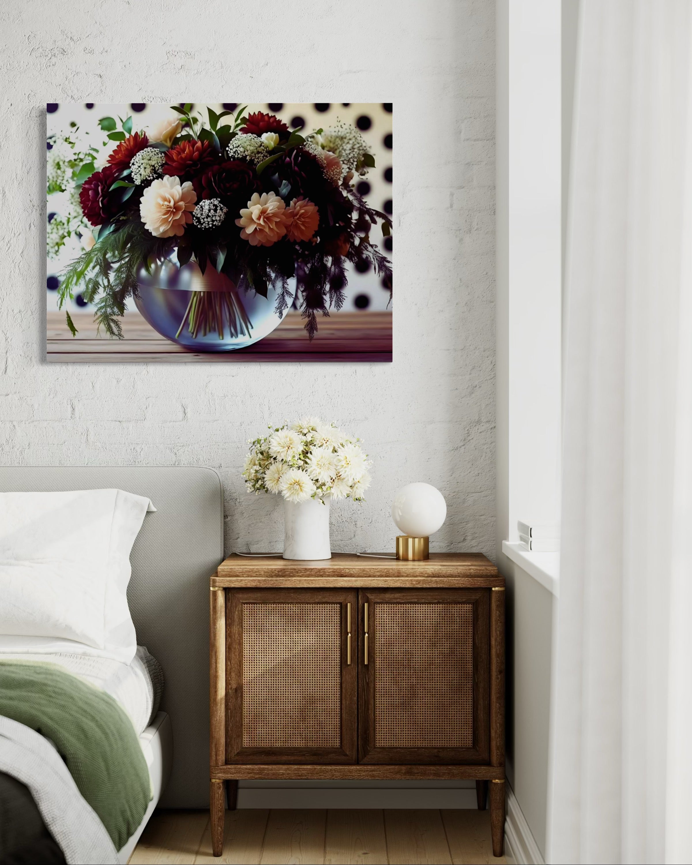 Fall Floral Design on Polka Dots