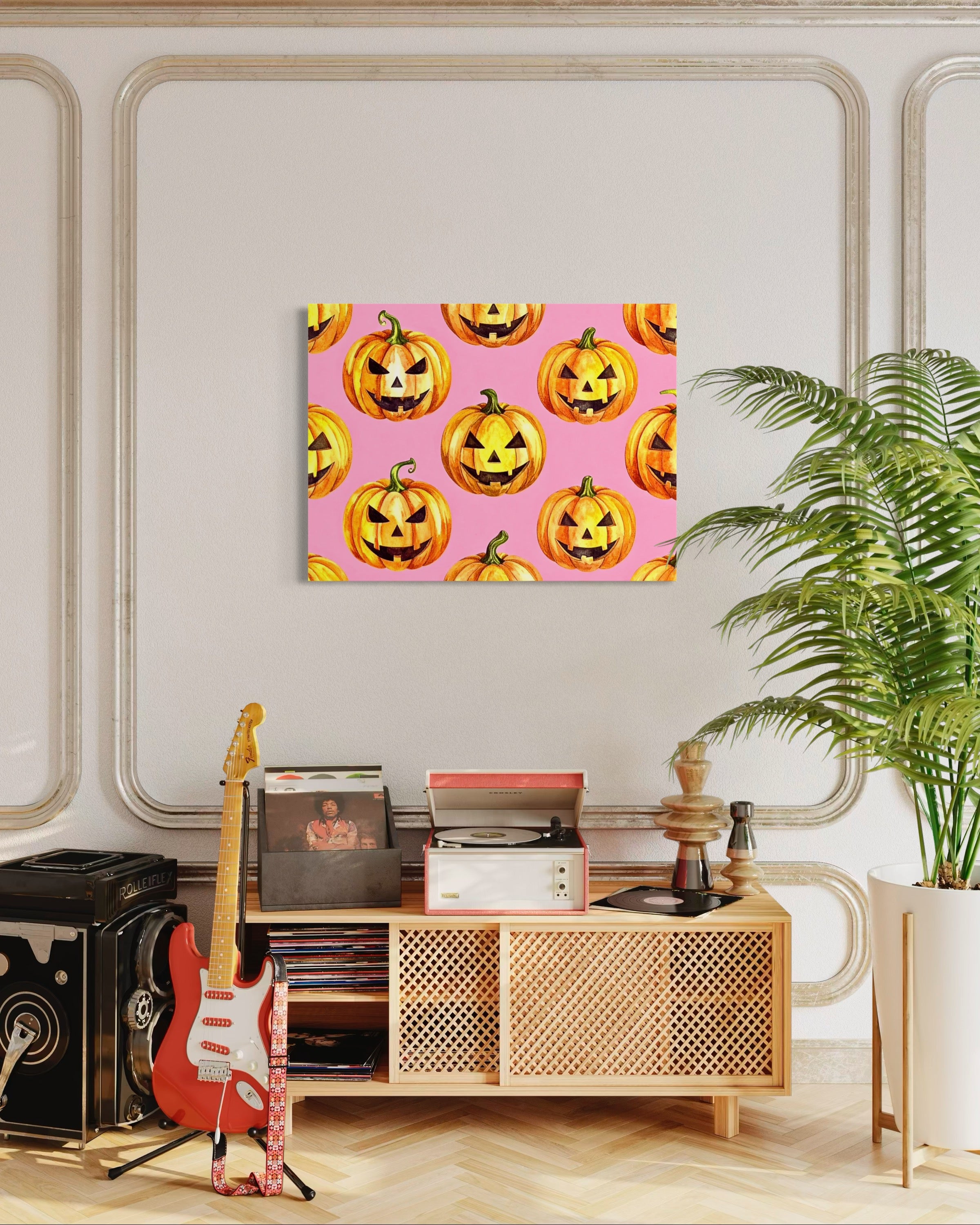 Jack O Lantern Pattern on Pink