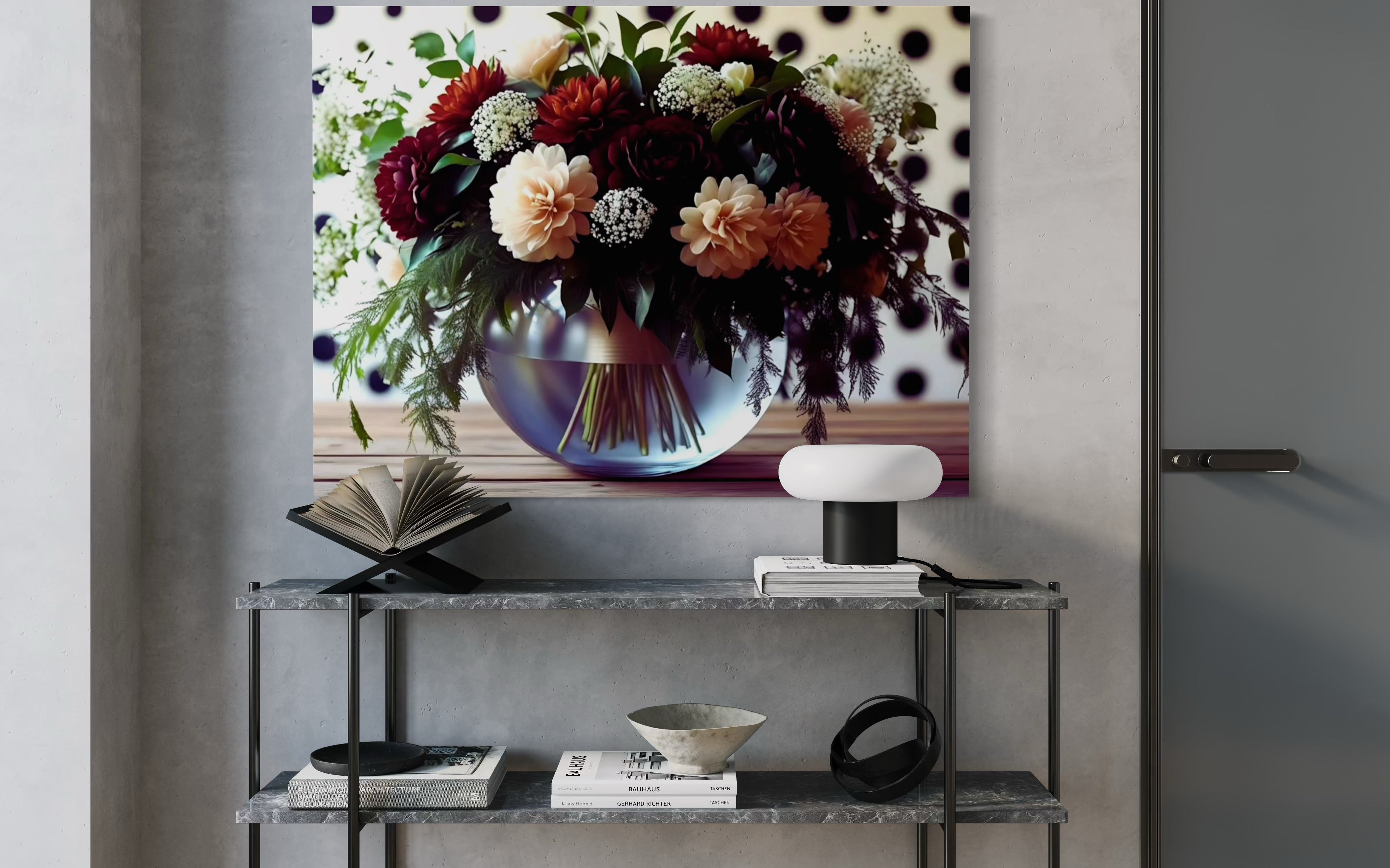 Fall Floral Design on Polka Dots