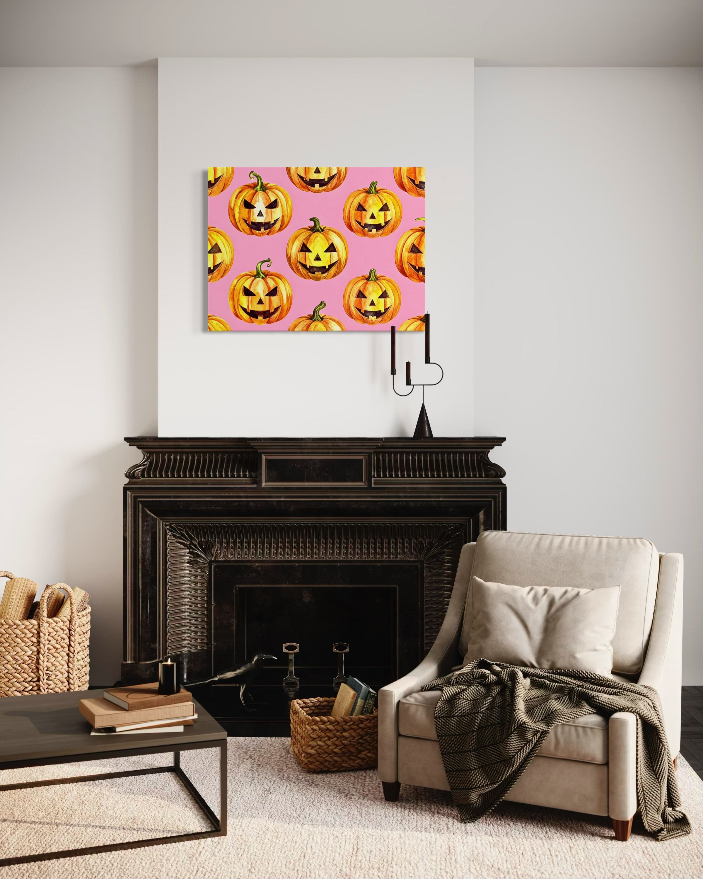 Jack O Lantern Pattern on Pink