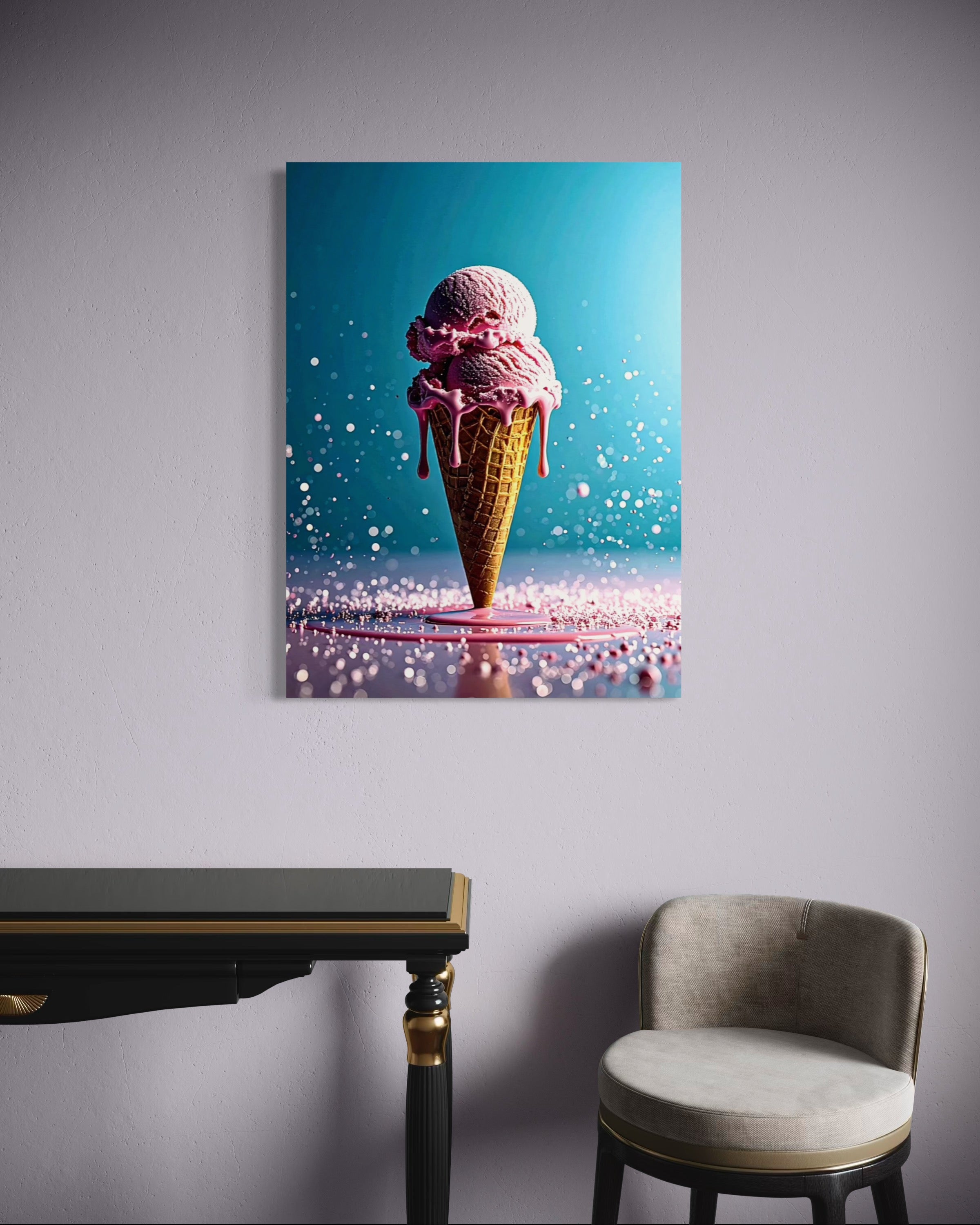 Strawberry Ice Cream Double Scoop Museum Print