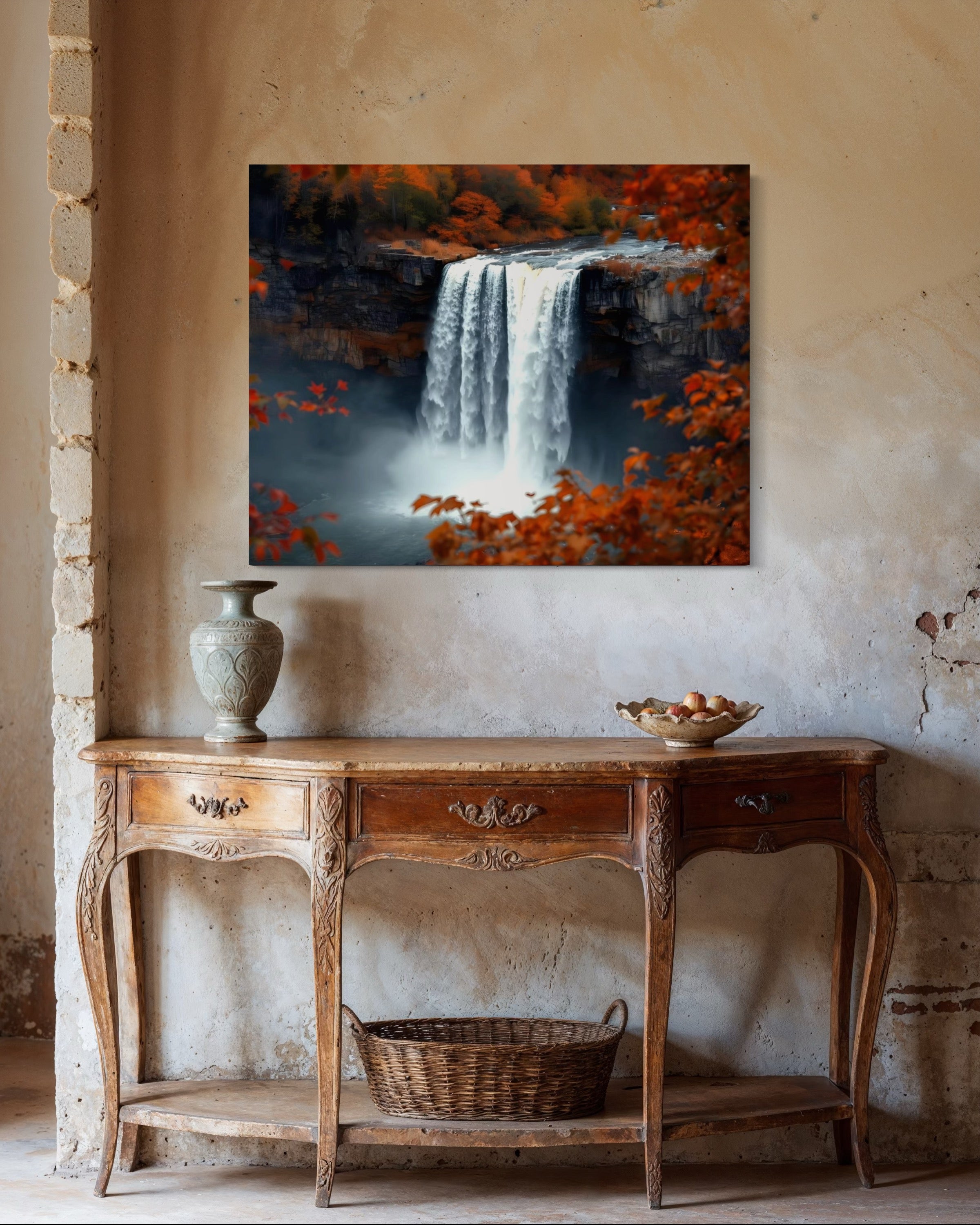 Autumn Waterfall Landscape Museum Print