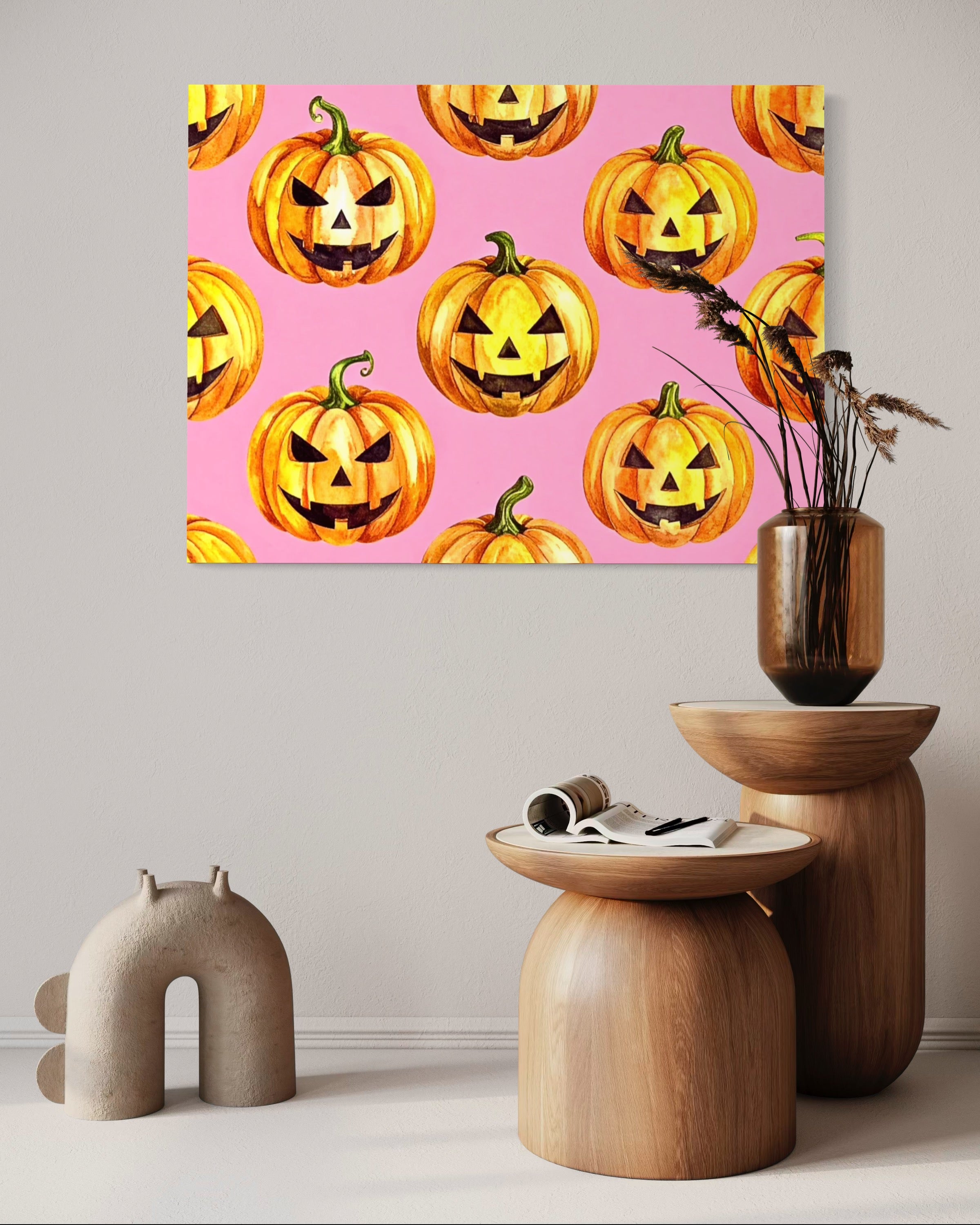 Jack O Lantern Pattern on Pink