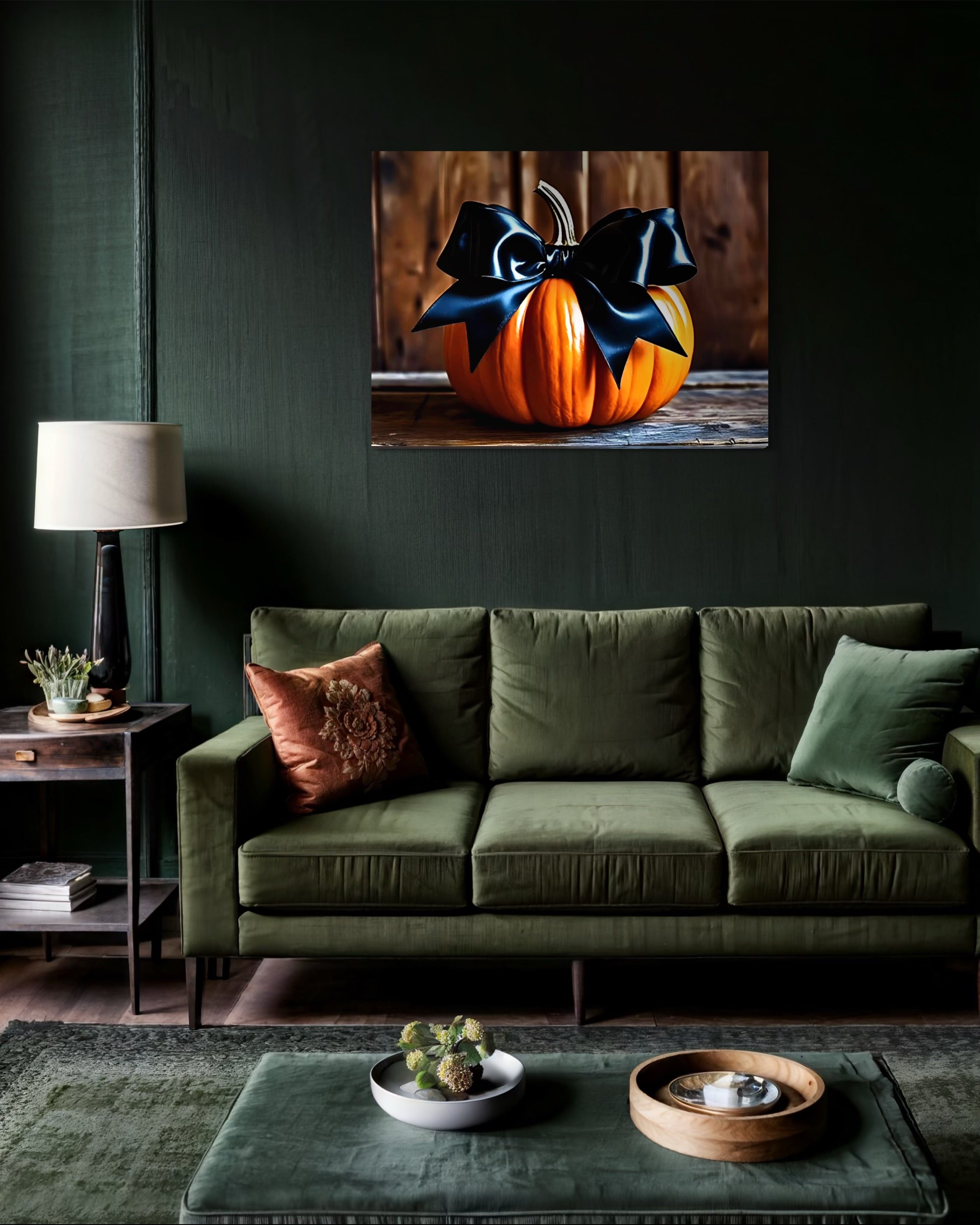 Pumpkin with Black Satin Bow