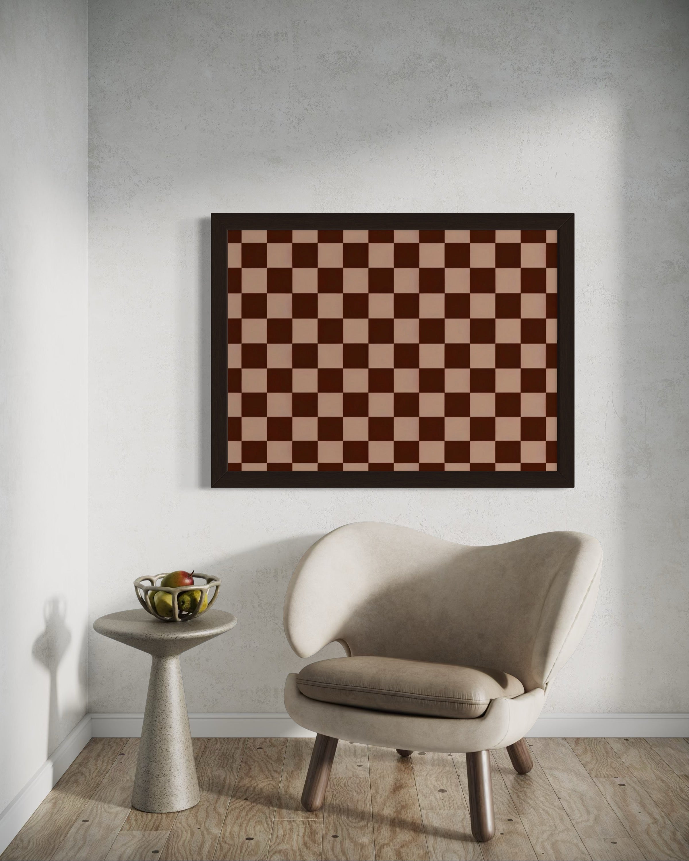 Light and Dark Brown Checkered Pattern Museum Print