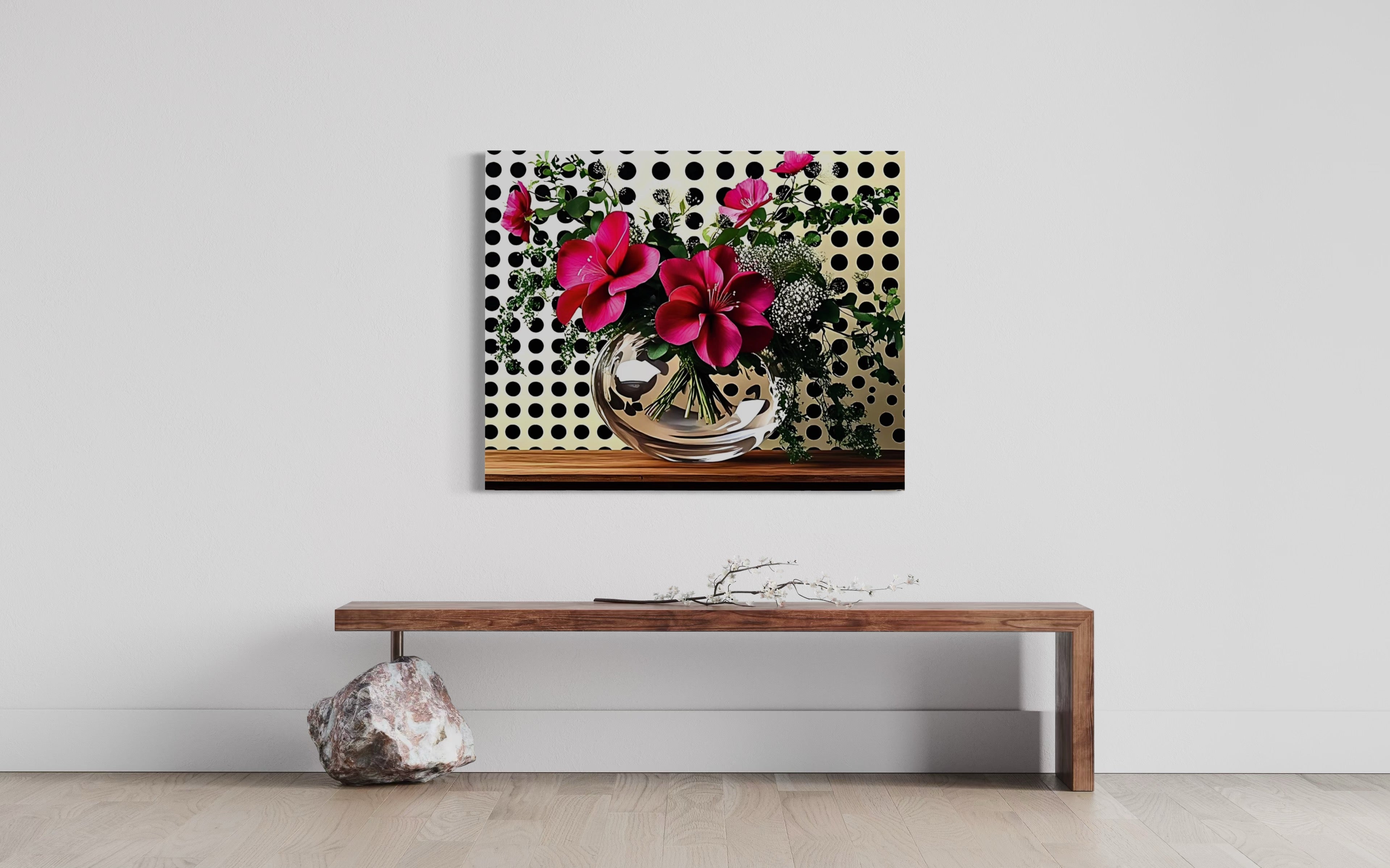 Fuscia Florals on Polka Dots