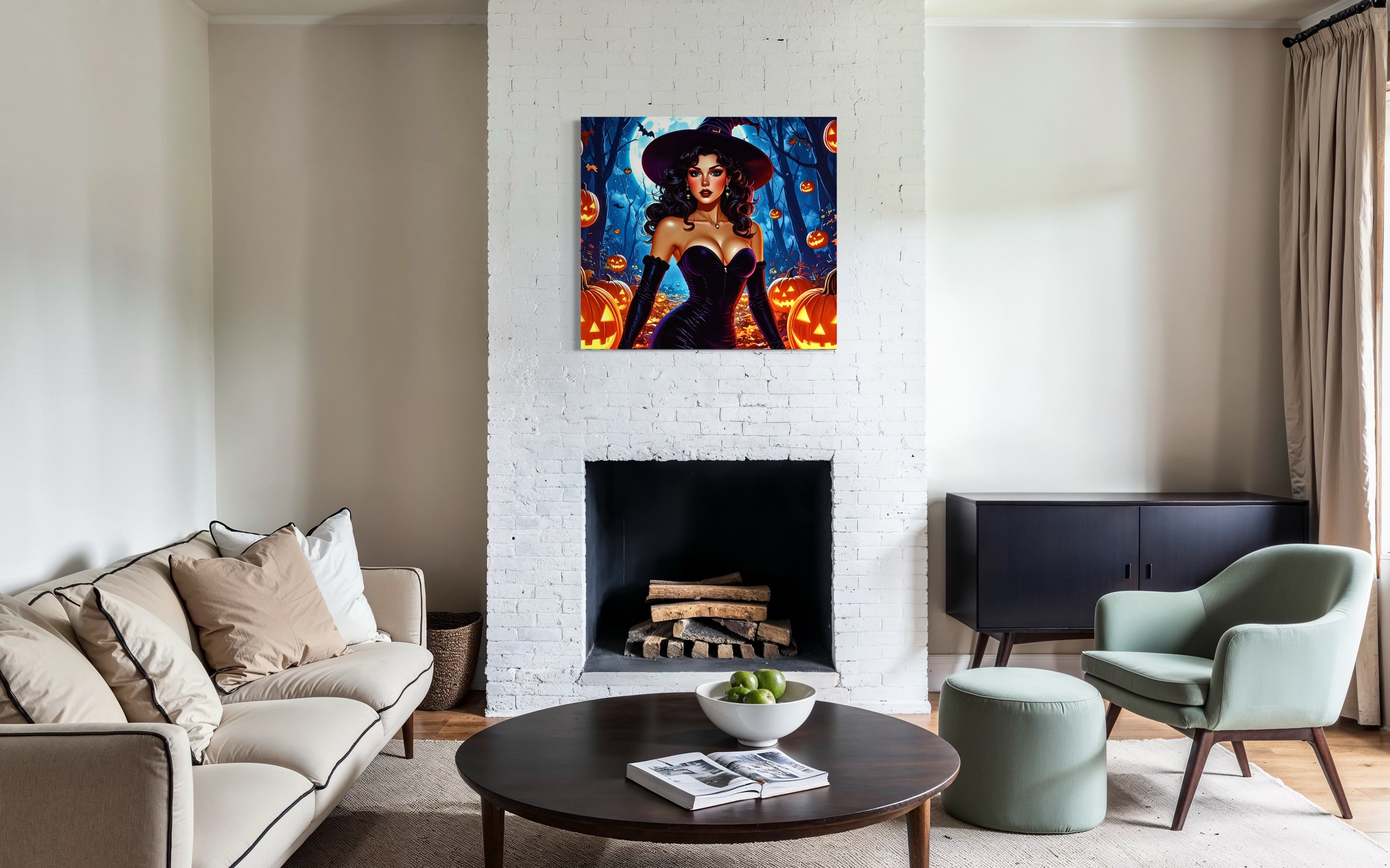 Retro 1950's Brunette Witch Museum Print