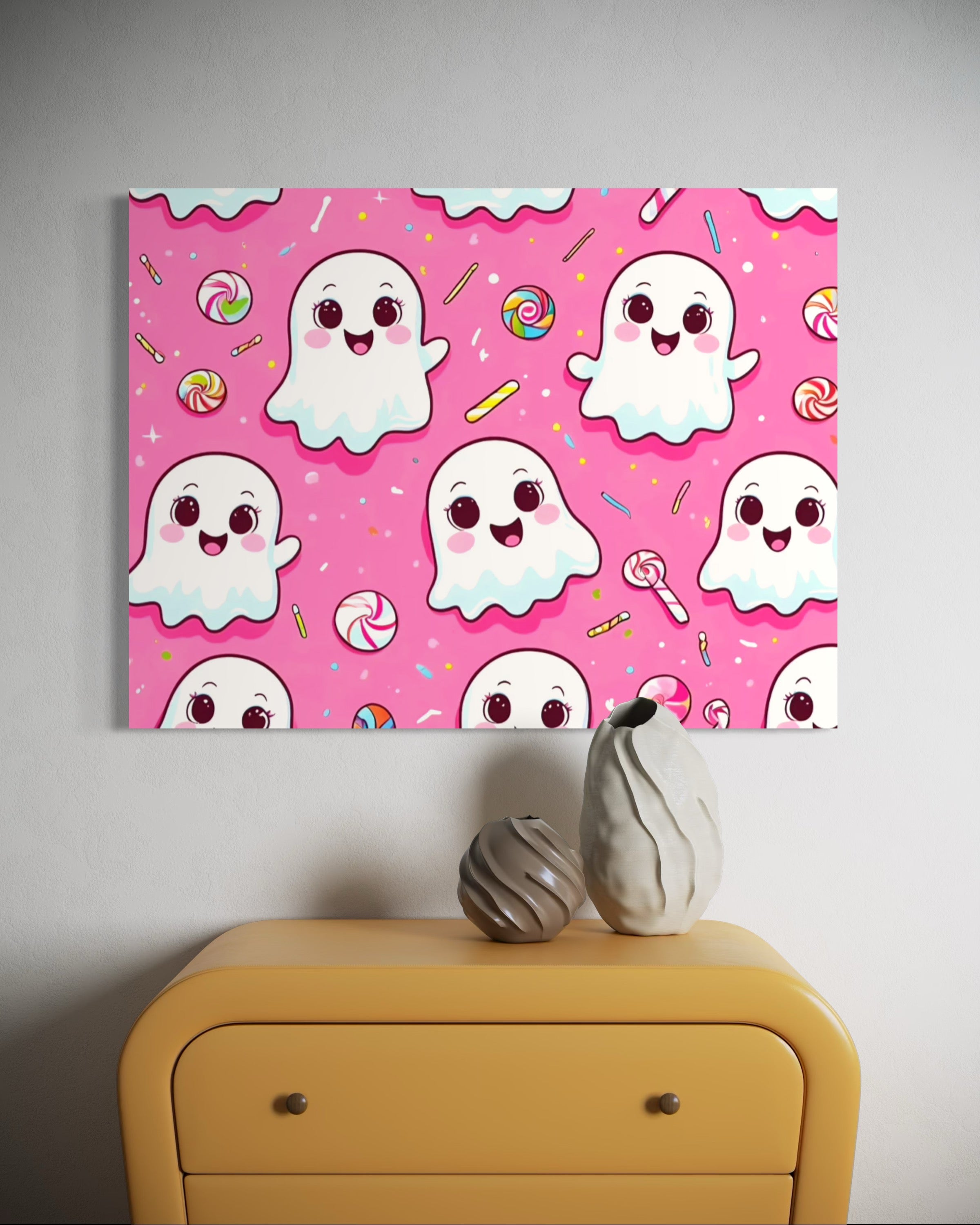 Ghost and Candy Pattern on Pink