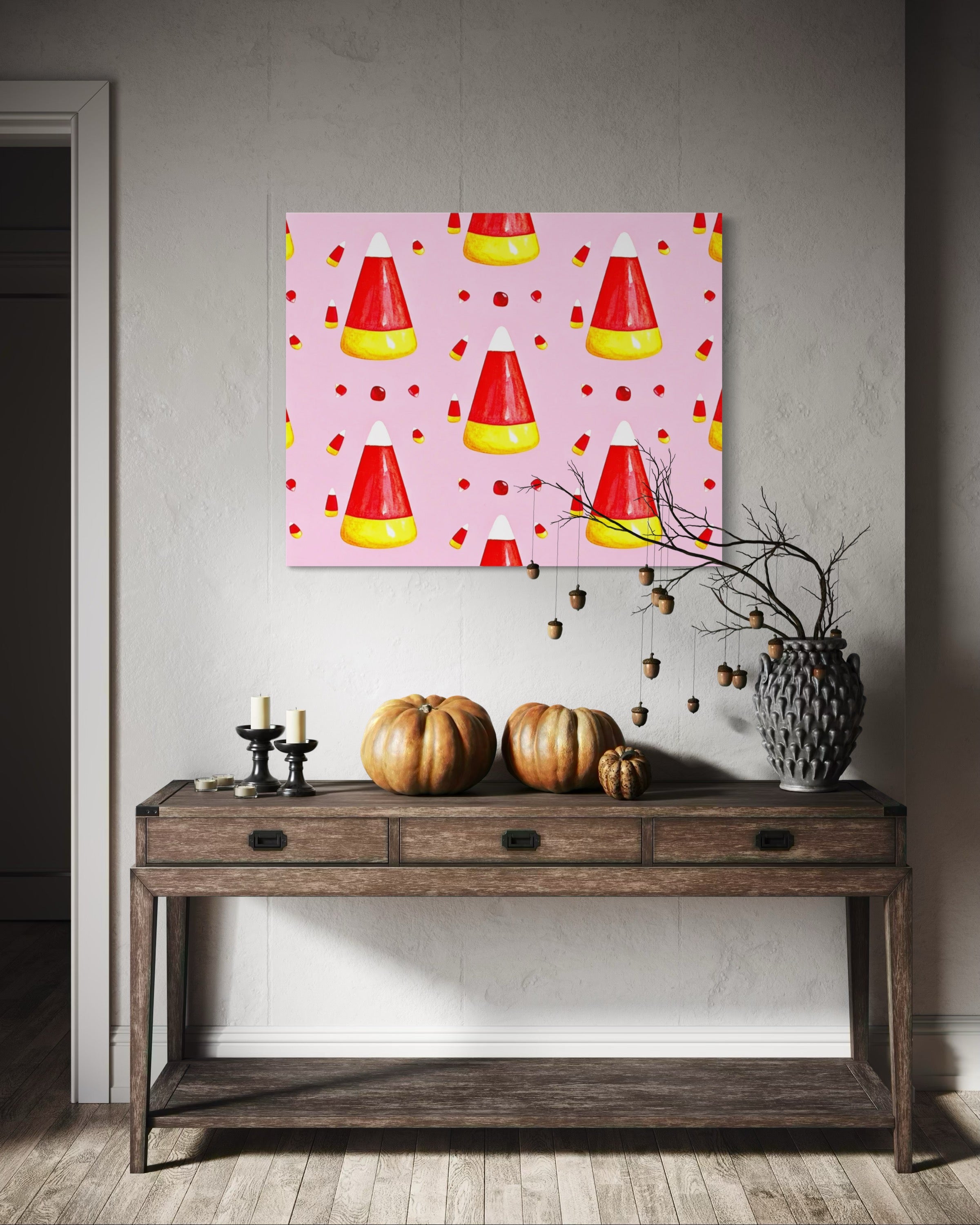 Candy Corn Pattern on Pink