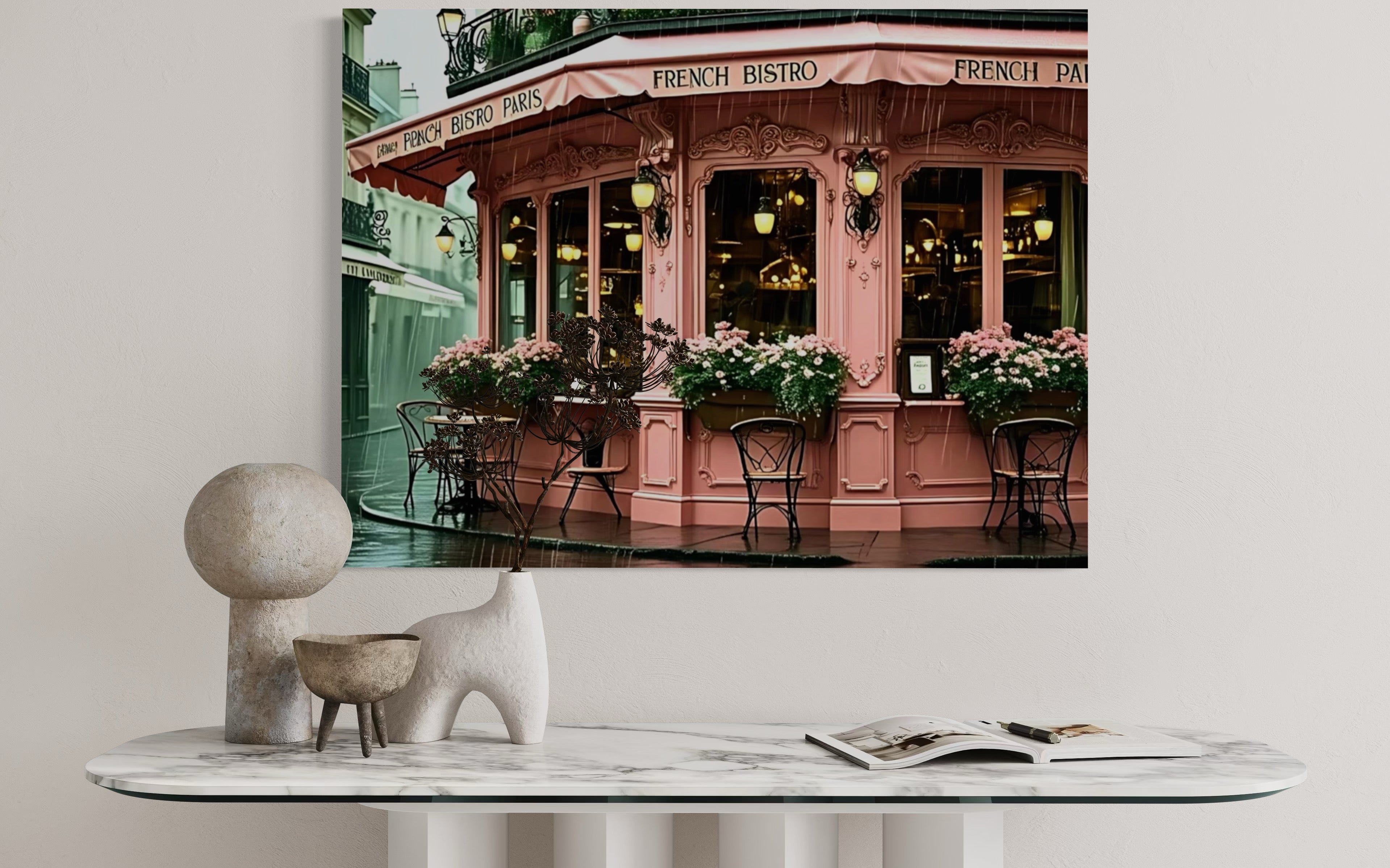 Pink Bistro in the Rain